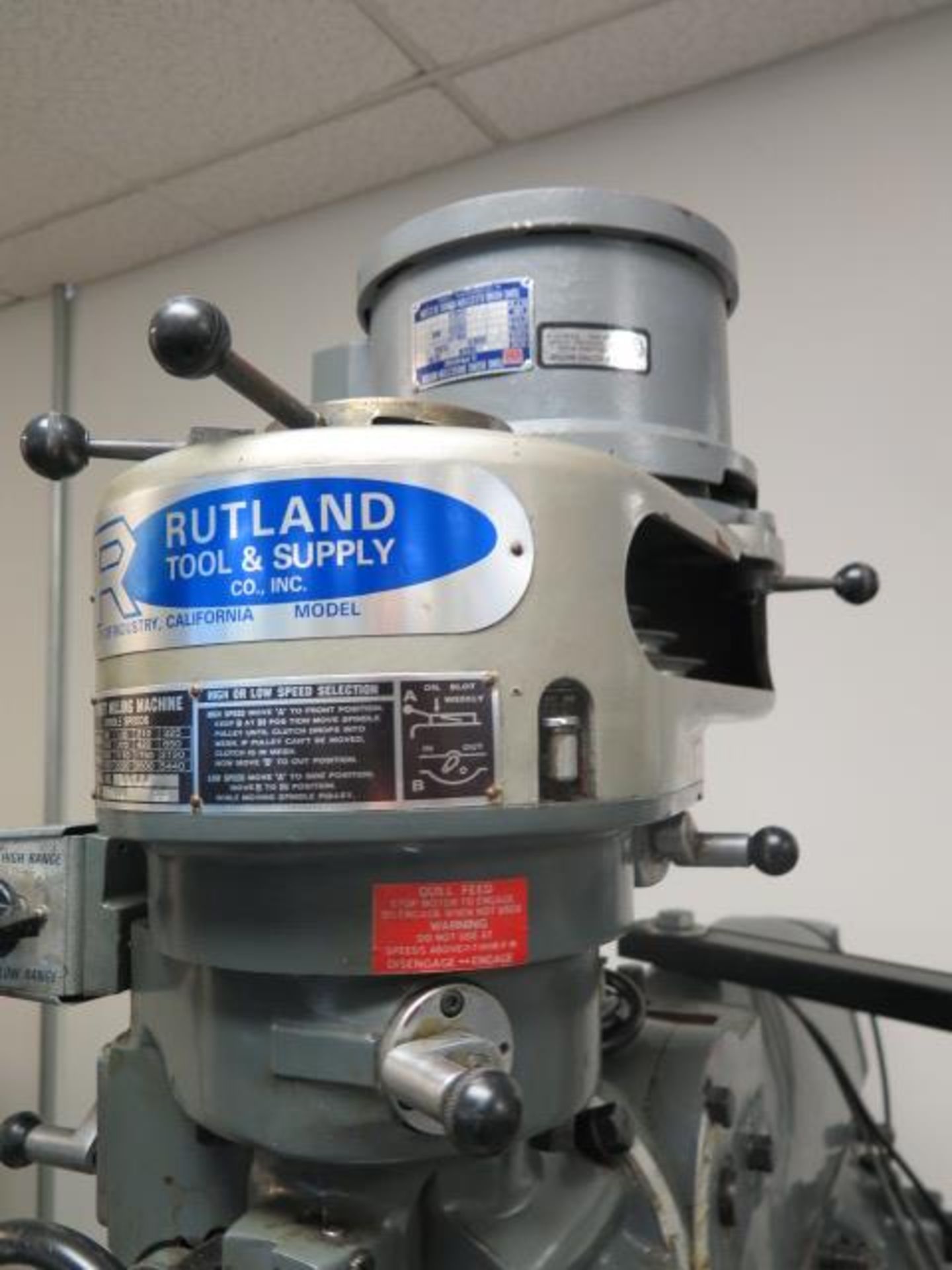 Rutland Vertical Mill s/n 5944 w/ Delos DS-2M Programmable DRO, 2Hp Motor, 80-5440 RPM, SOLD AS IS - Image 6 of 18