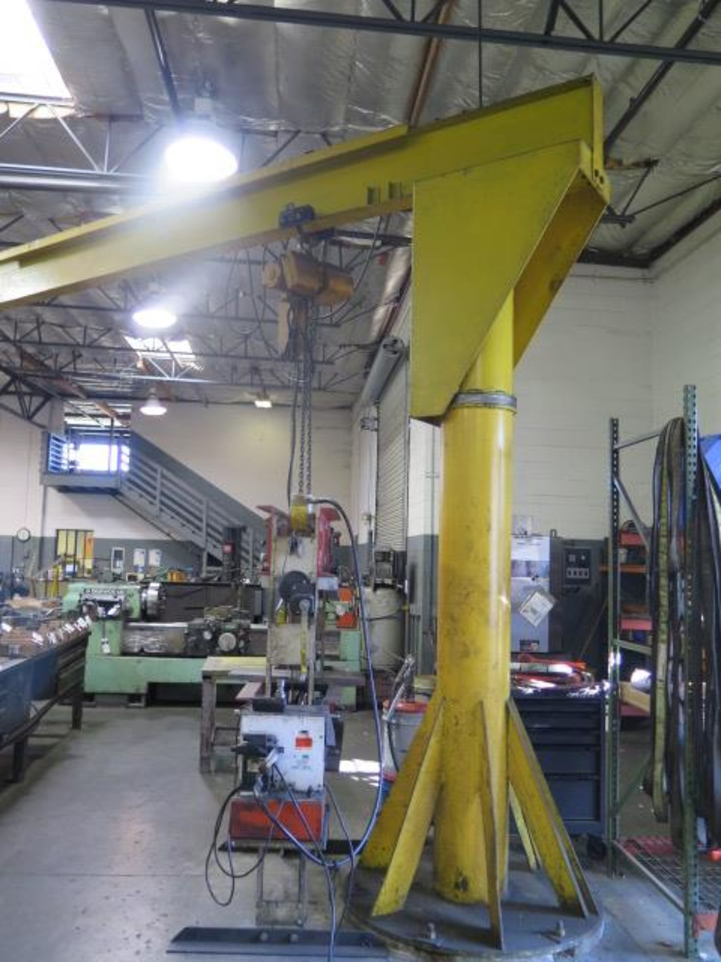 1 Ton Floor Mounted Jib Crane w/ Electric Hoist (SOLD AS-IS - NO WARRANTY)