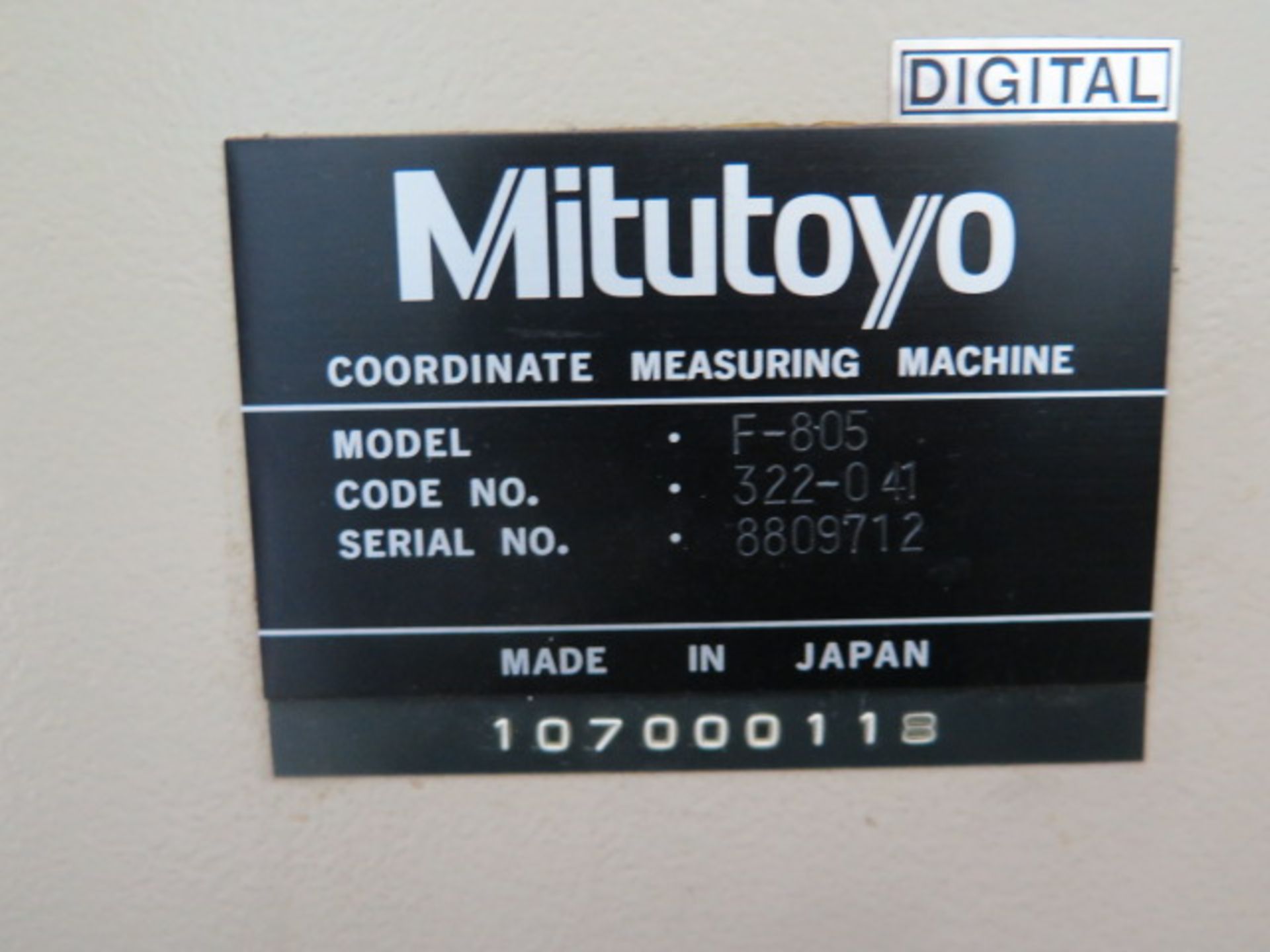 Mitutoyo F-805 CMM s/n 8809712, Renishaw PH8 Probe Head, Upgraded CMM-Man 2022 Software, SOLD AS IS - Image 11 of 11