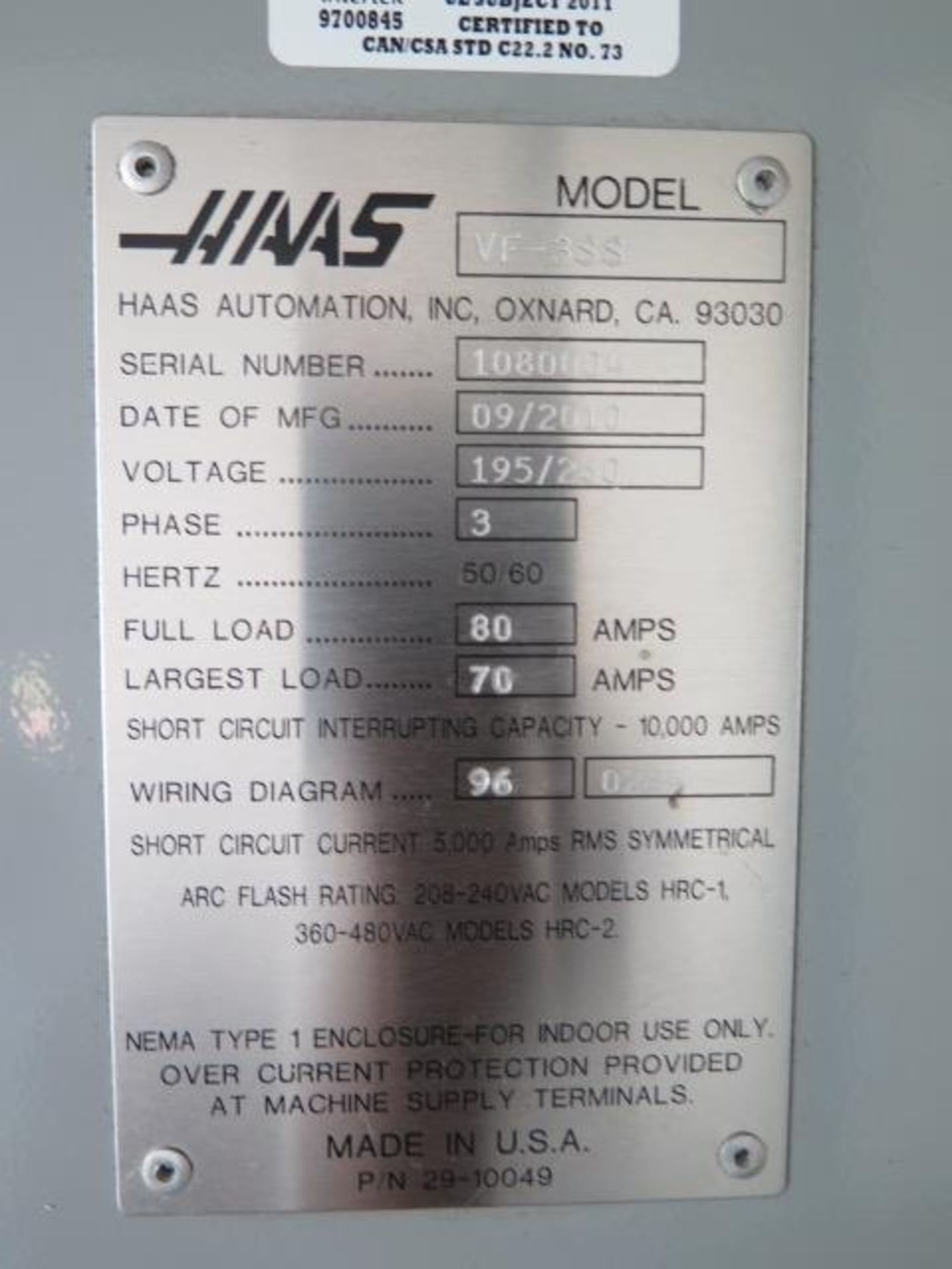 2010 Haas VF-3SS 4-Axis CNC VMC s/n 1080004 w/ Haas Controls, 24 ATC, SOLD AS IS, LIVERMORE, CA - Image 19 of 19