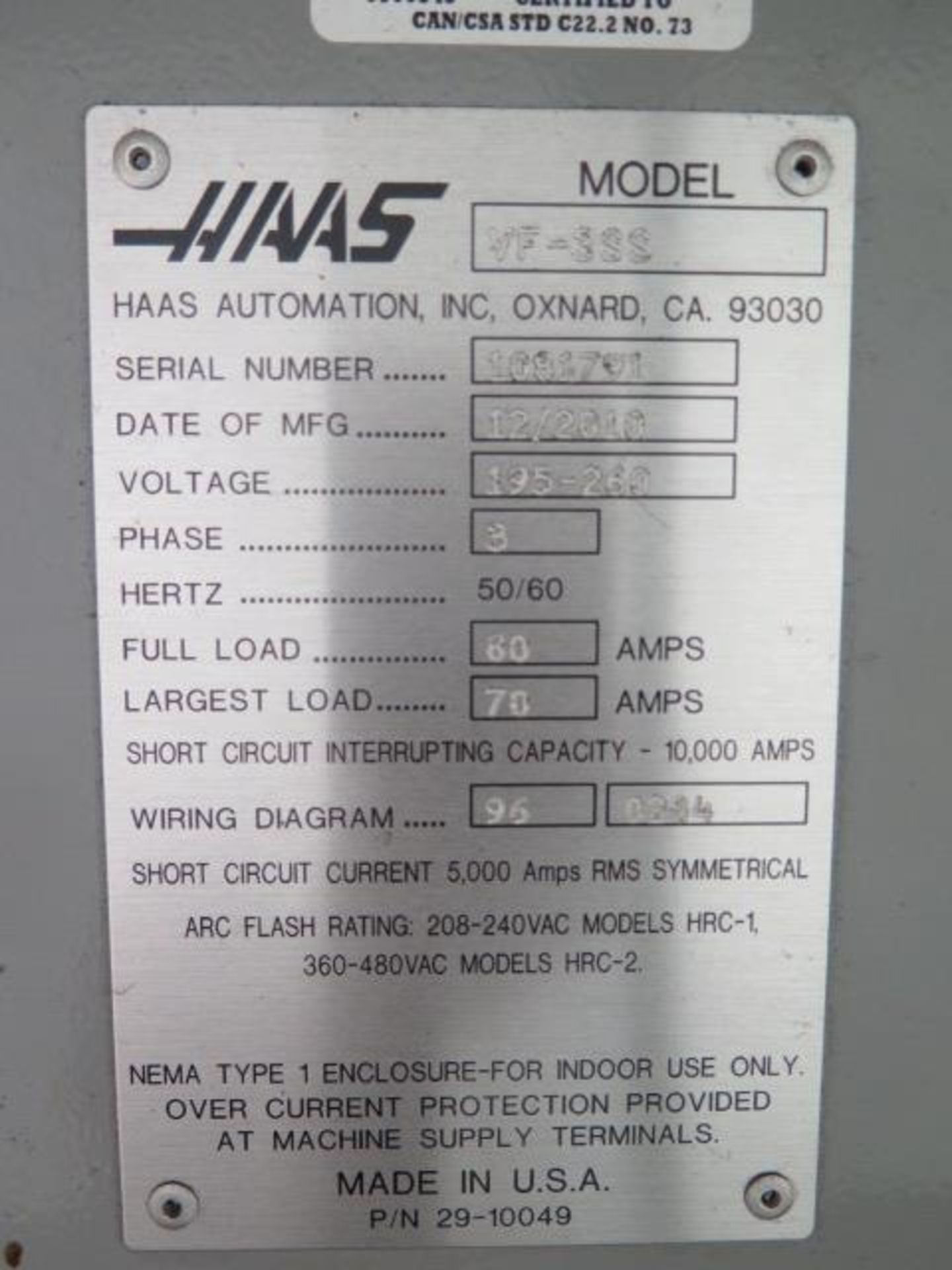 2010 Haas VF-3SS 4-Axis CNC VMC s/n 1081791 w/ Haas Controls, 24 ATC, SOLD AS IS, LIVERMORE, CA - Image 18 of 18