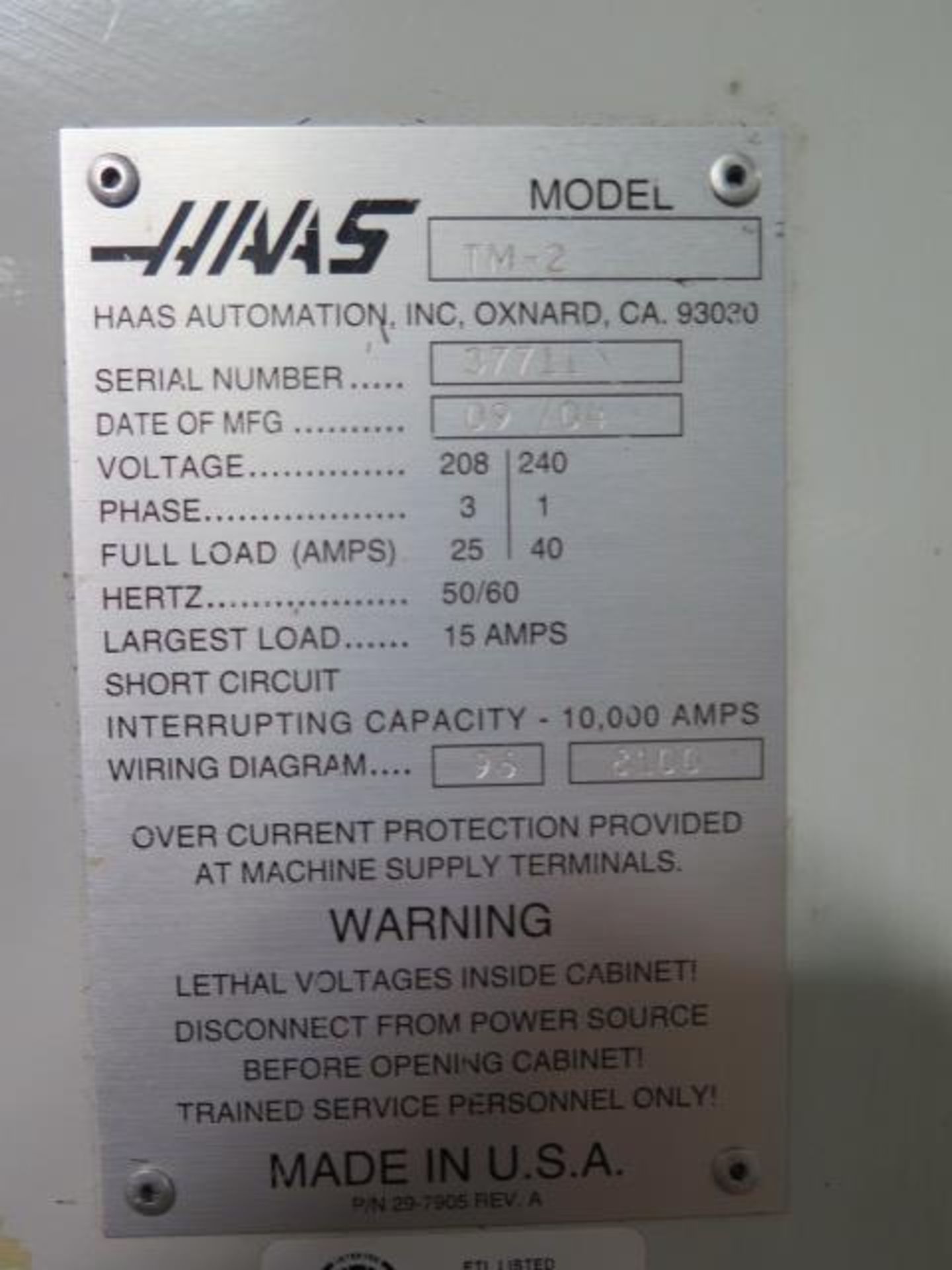 2004 Haas TM-2 “Mini Mill” CNC VMC s/n 37711 w/ Haas Controls, 10 ATC, SOLD AS IS, LIVERMORE, CA - Image 15 of 15