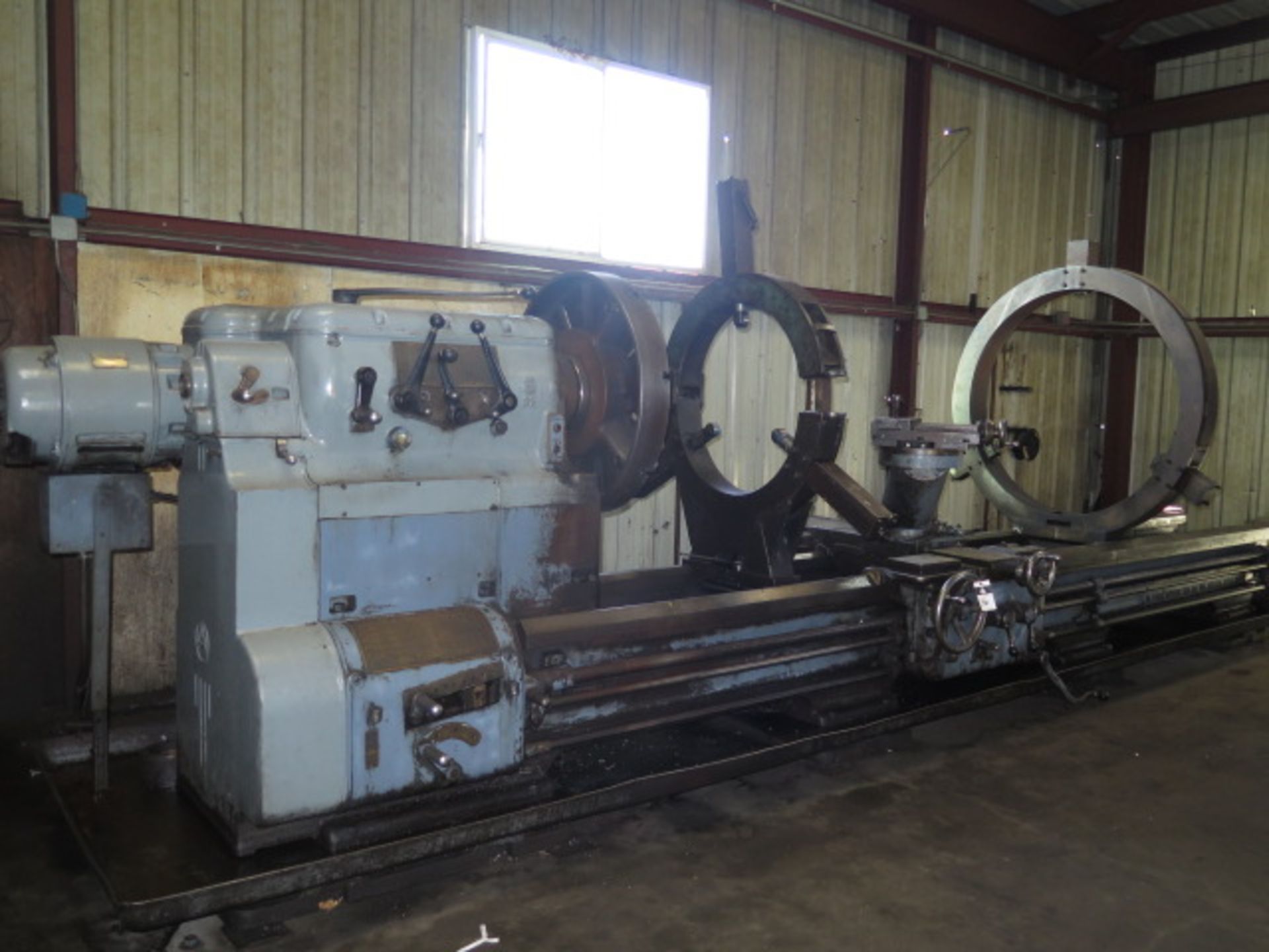 Axelson 32 48” x 168” Geared Head Lathe s/n 1644 w/ 16” Extension, 6-555 RPM, Inch Thrd, SOLD AS IS