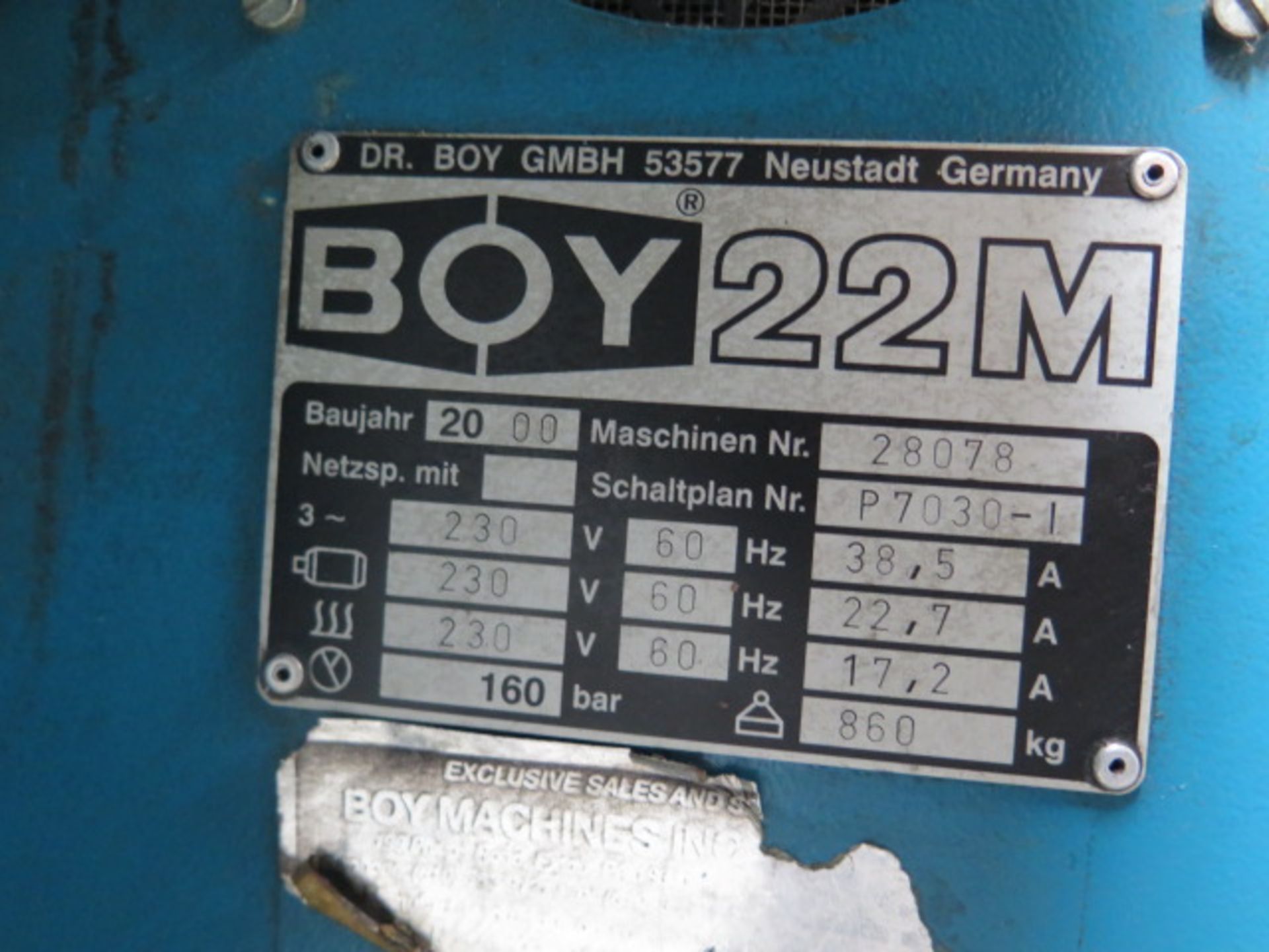 2000 Boy 22M 24 Ton Plastic Injection Molding Machine s/n 28078 w/ Procam CNC Controls, SOLD AS IS - Image 15 of 15