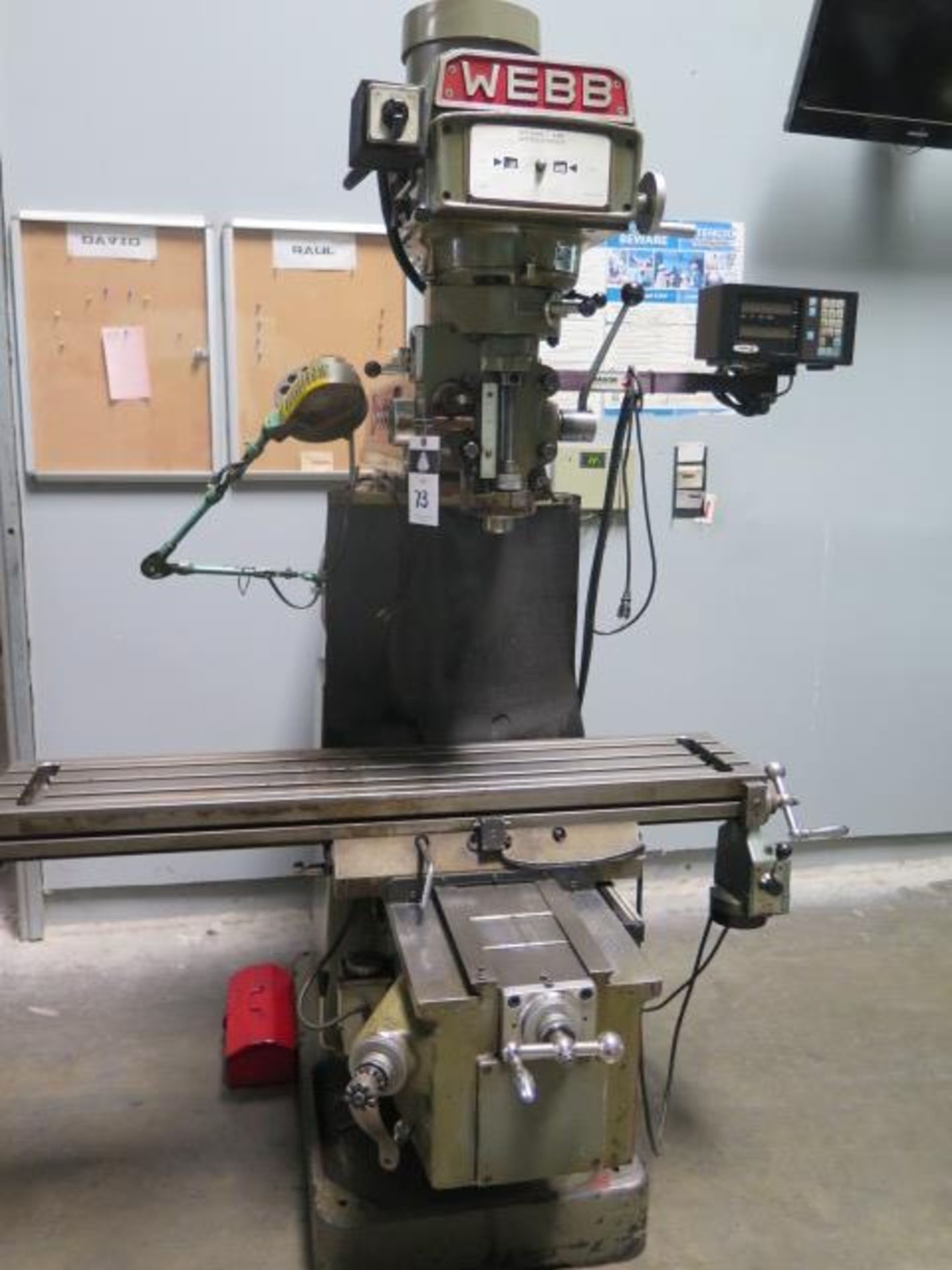 Webb Champ Vertical Mill s/n 3348 w/ Fagor DRO, 60-4000 Dial Change RPM, Chrome Box Ways, SOLD AS IS