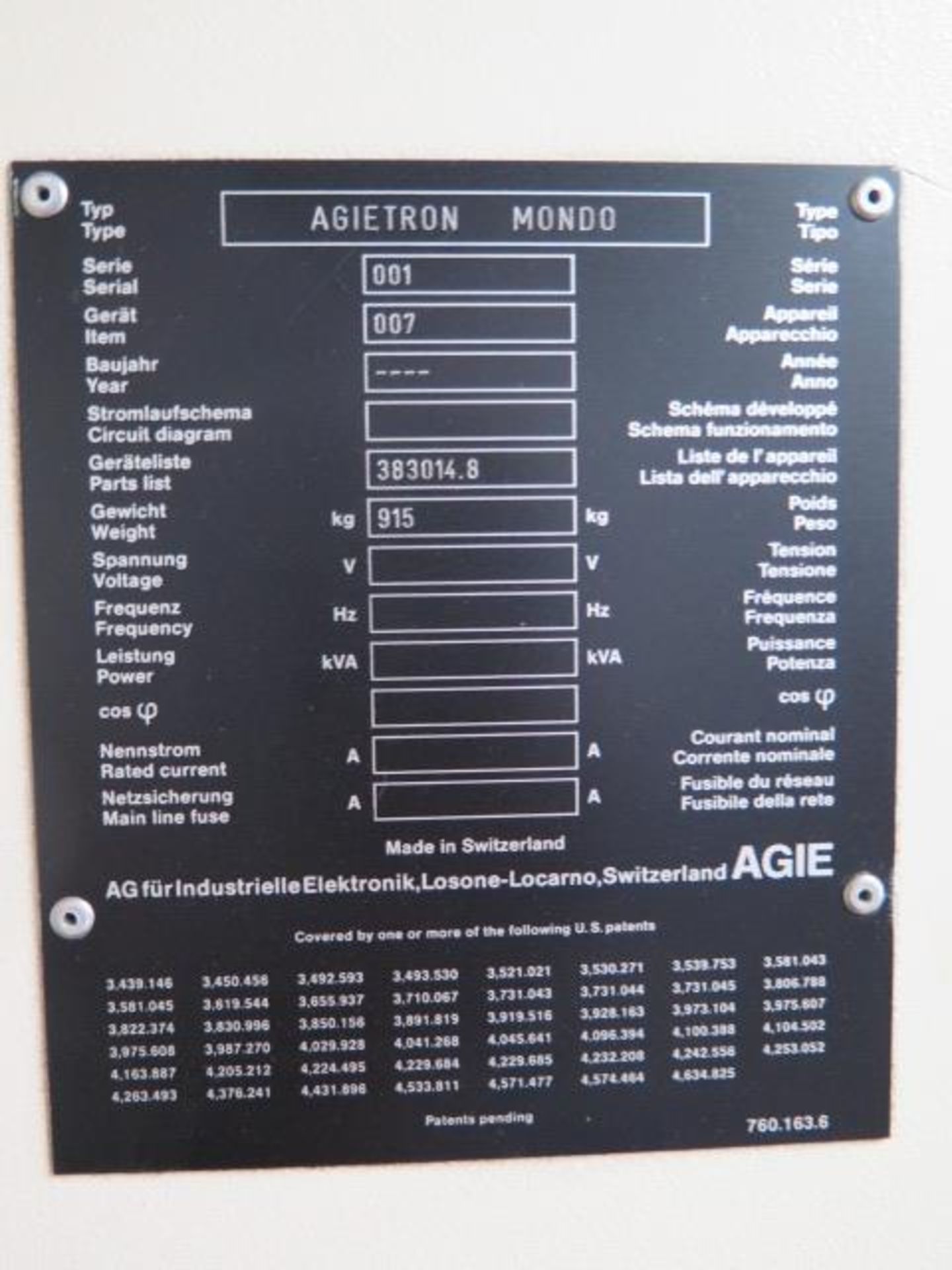Agie Elox Mondo 2 Die-Sinker EDM s/n 001 w/ Agie Controls, Elox 60A Power Generator, SOLD AS IS - Image 17 of 17