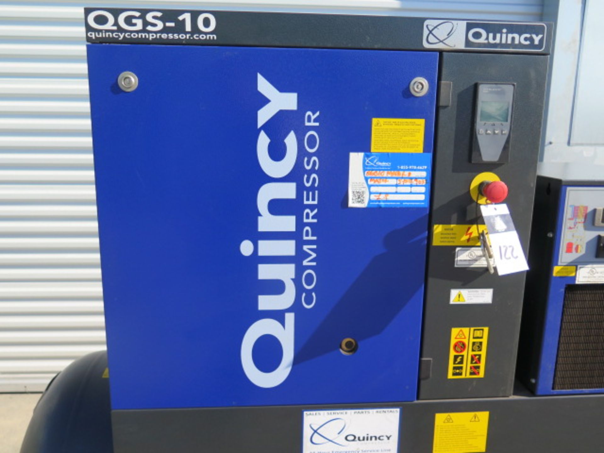 2019 Quincy QGS-10 DT120 10Hp Rotary Air Comp s/n ITJ234684 w/ Dig Controls, Low Hours, SOLD AS IS - Image 4 of 9