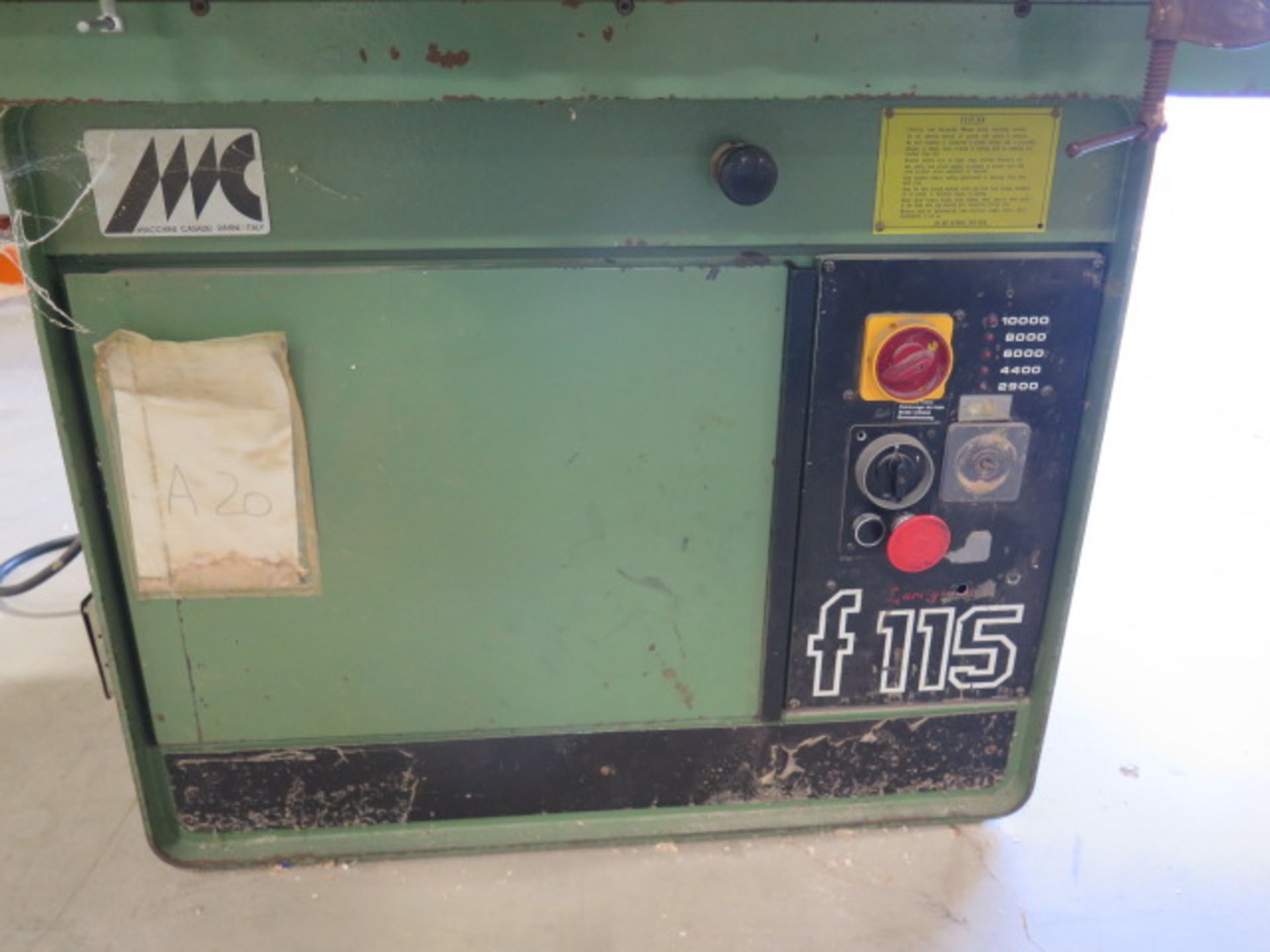 Casadei F-115 Spindle Shaper s/n 84-43-164 w/2900-10,000 RPM, 5-Spd, 4-Roll Power Feeder, SOLD AS IS - Image 9 of 11