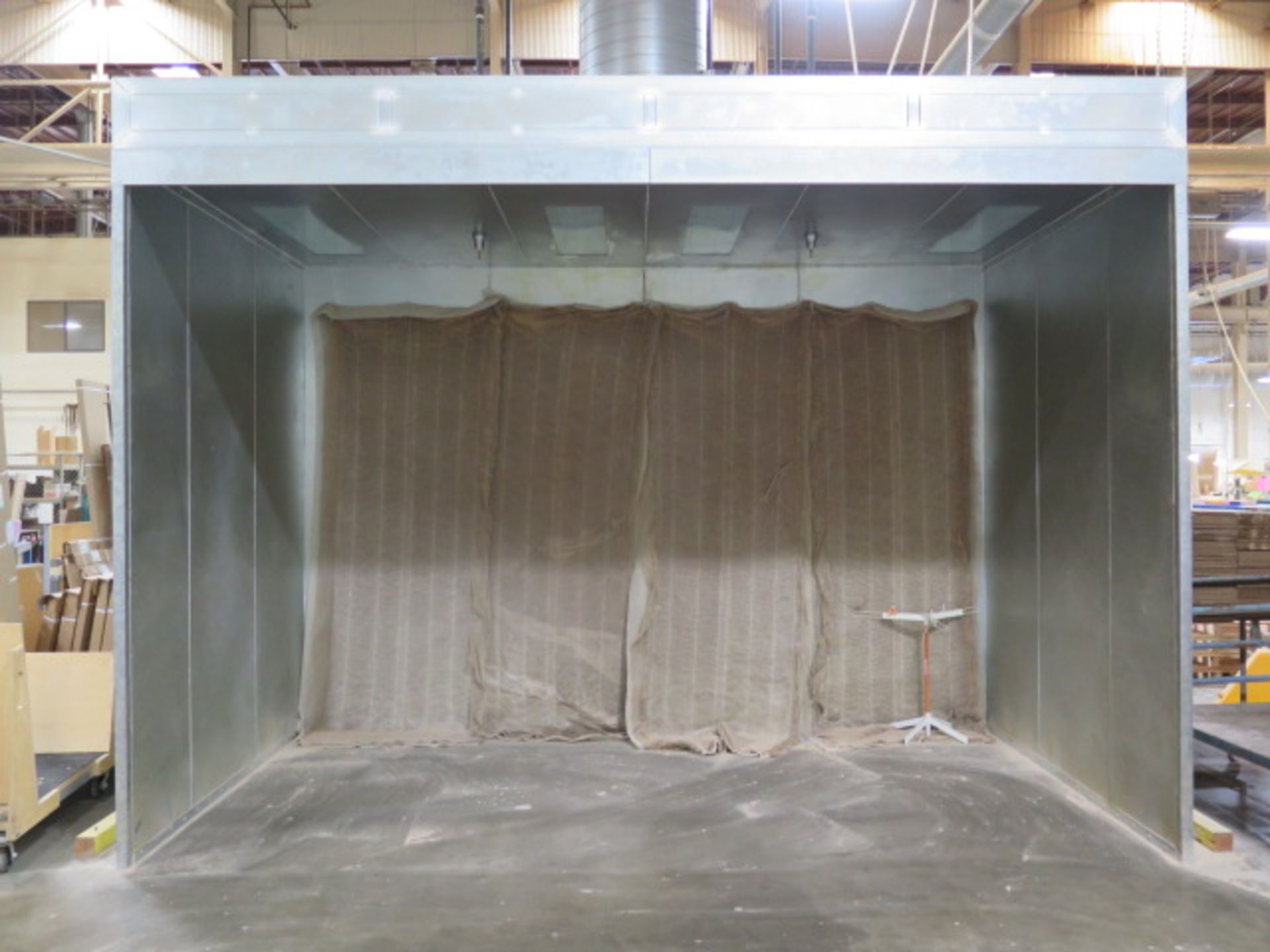 Paint Booth (NEW) 14’8” W x 9’6” H x 8’6” D w/ Blower and Lights (SOLD AS-IS - NO WARRANTY)