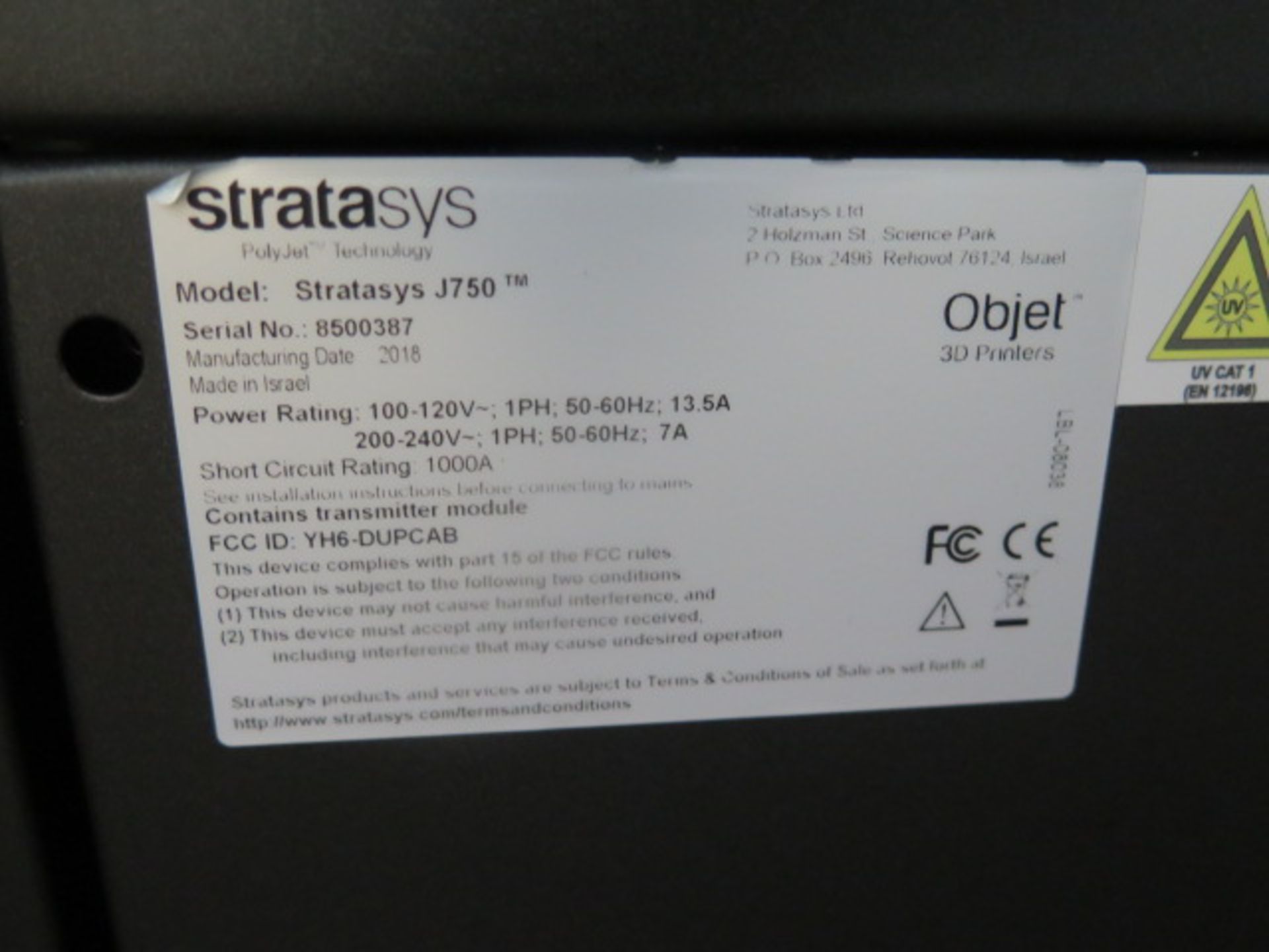 2018 Stratasys J750 Full Color – Multi Material 3D Printer s/n 8500387 w/ Stratasys, SOLD AS IS - Image 24 of 25