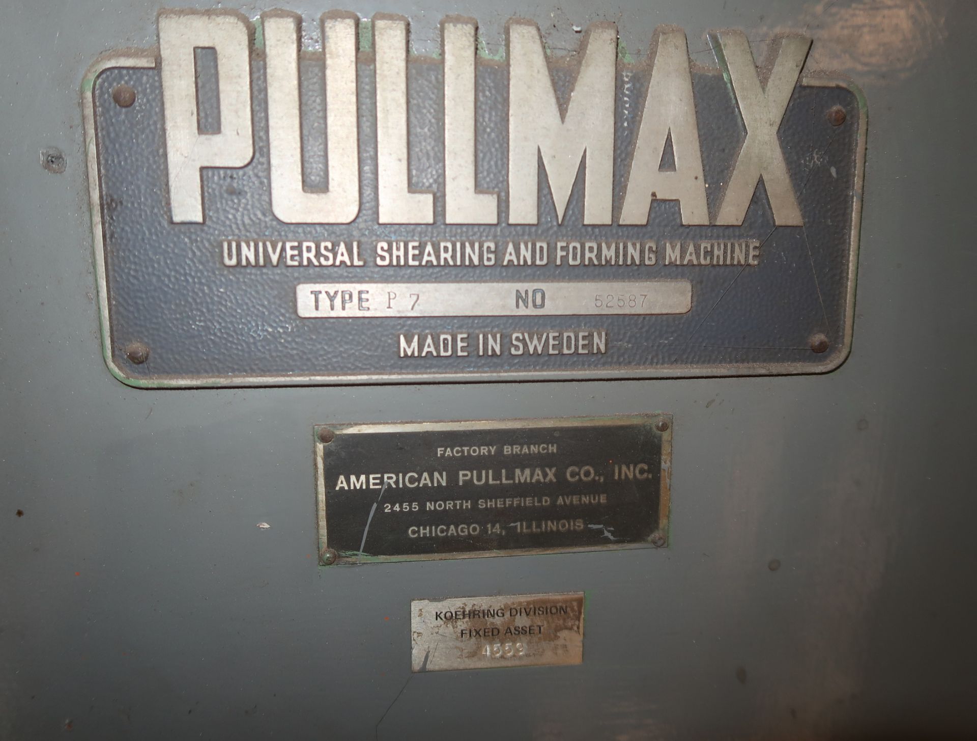 PULLMAX SHEARING/FORMING MACHINE MDL. P7, SN. 52587 W/ASST. TOOLING - Image 2 of 6