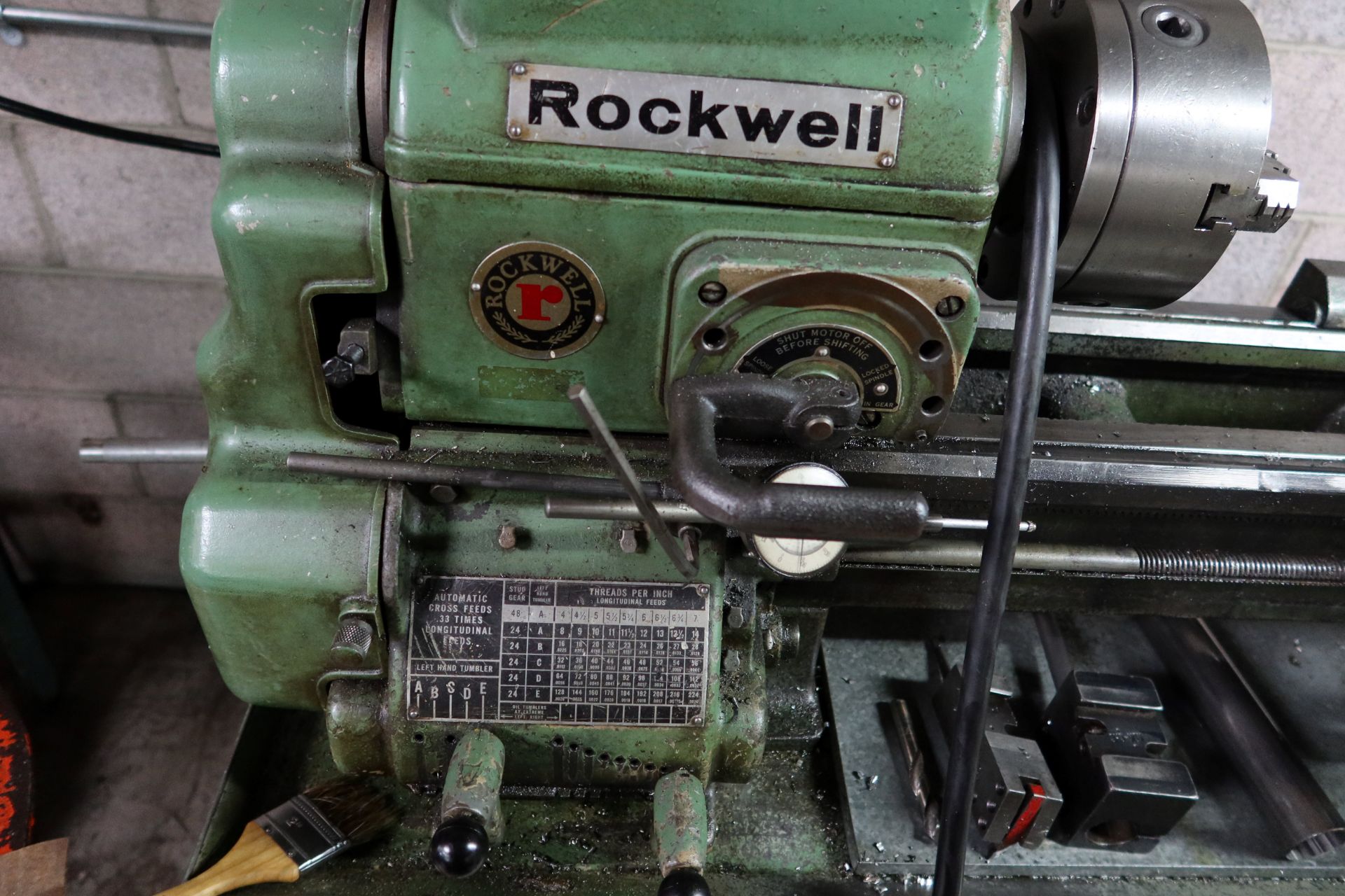 ROCKWELL 13 X 24 ENGINE LATHE W/3-JAW CHUCK, KDK TOOL POST & HOLDERS, DRILL CHUCK, ETC. - Image 2 of 8