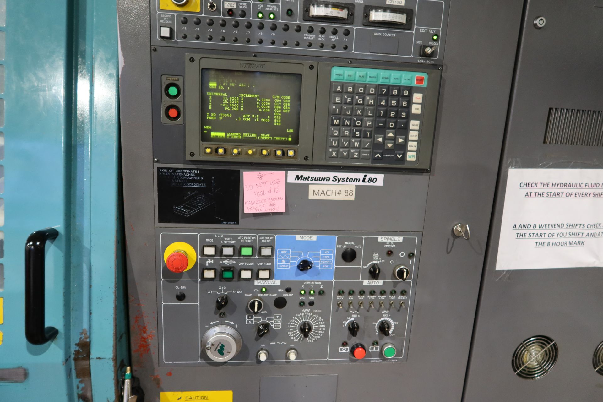 1996 MAM 600HF-PC-2 CNC HORIZONTAL MACHINING CENTER, PALLET CHANGER, 120 TOOL ATC, CHIP CONVEYOR, - Image 2 of 17