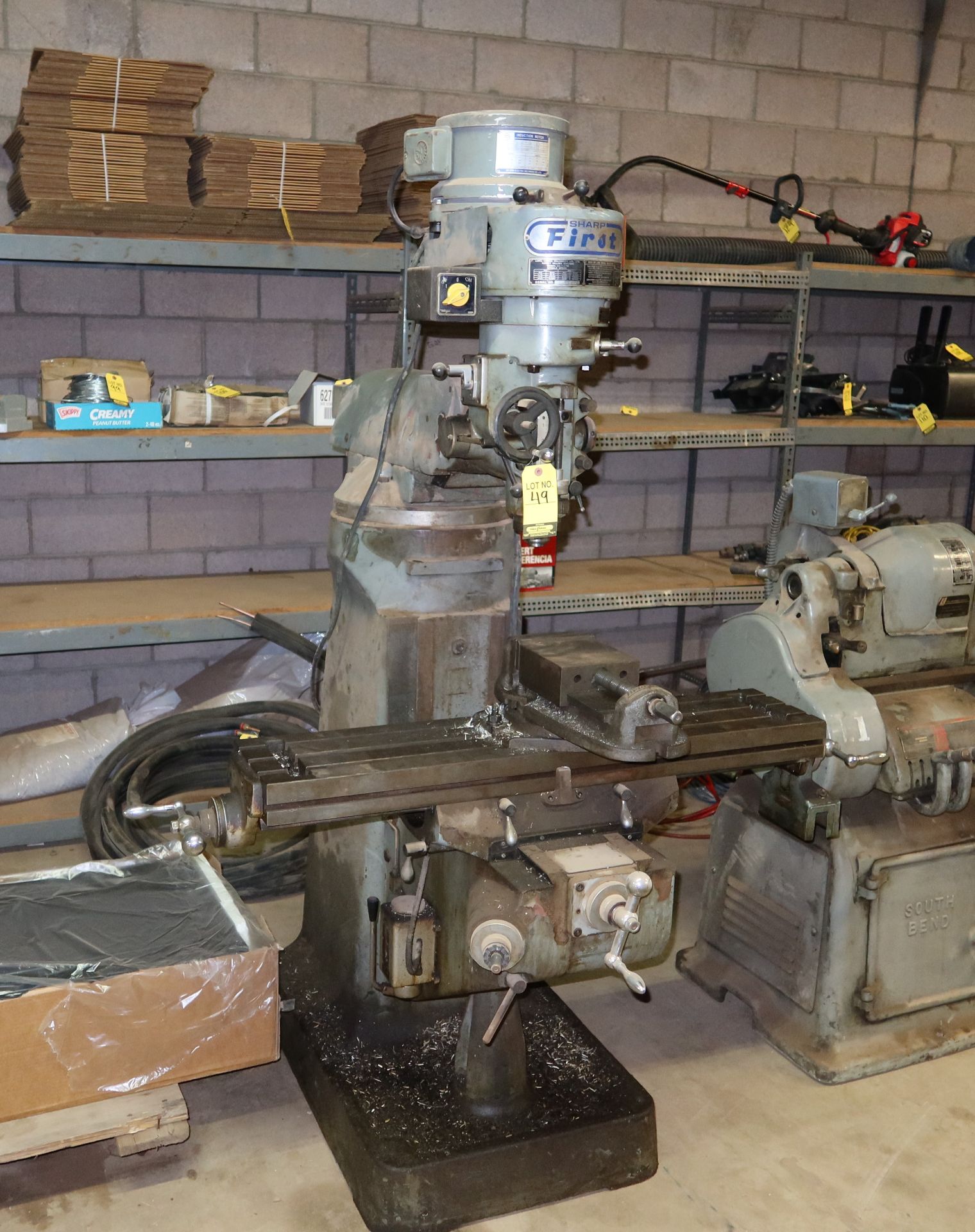 SHARP VERTICAL KNEE MILL W/6" BRIDGEPORT MILL VISE, MDL. LC1/2TM SN. 72062616