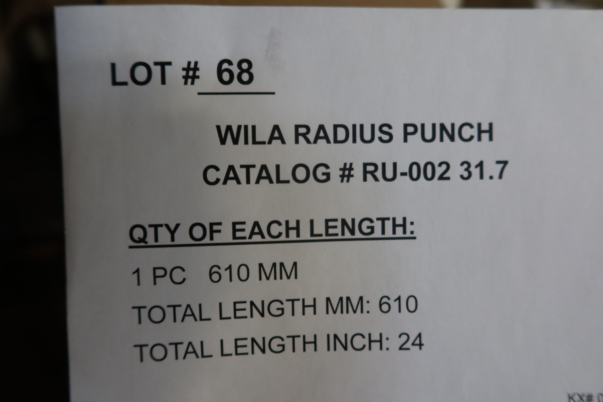 WILA RADIUS PUNCH CATALOG # RU-002 31.7: 1PC - 610MM; TOTAL LENGTH MM: 610; TOTAL LENGTH INCH: 141. - Image 2 of 2