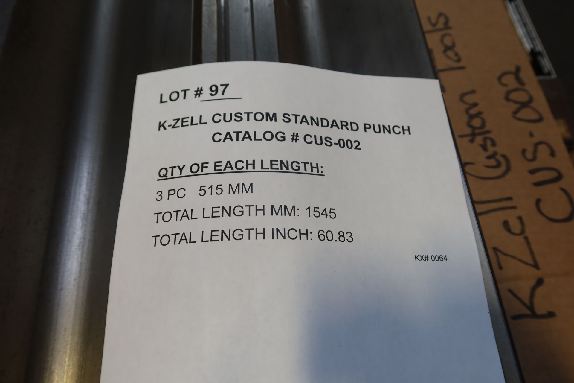 K-ZELL CUSTOM STANDARD PUNCH CATALOG # CUS-002: 3PC - 515MM; TOTAL LENGTH MM: 1545; TOTAL LENGTH - Image 2 of 2