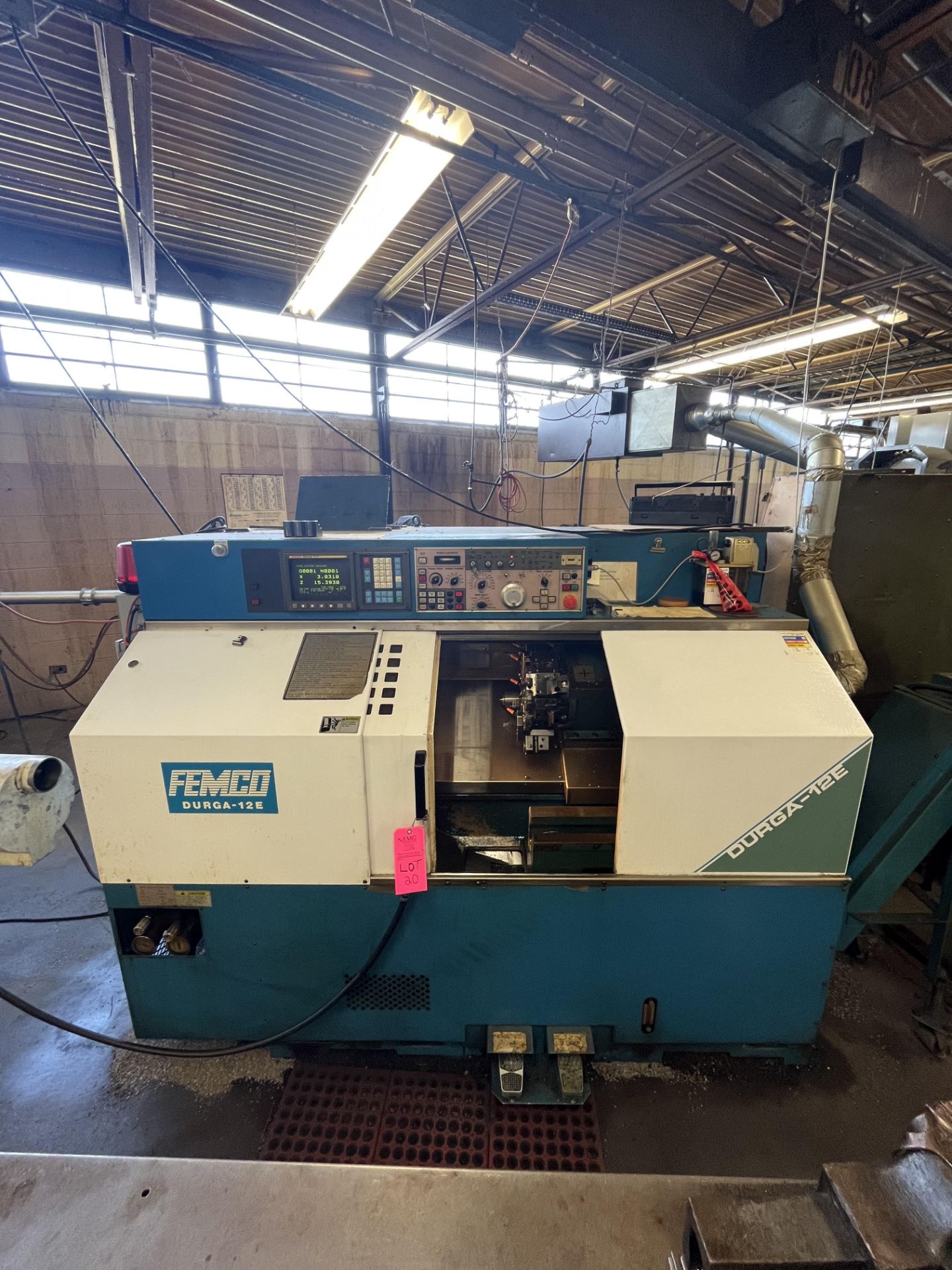 Femco Durga Model 12-E CNC Lathe.18' long bar feeder, Fanuc O-T CNC controller - Image 4 of 16