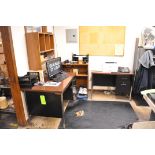 Lot-(2) Desks, (1) Bench, (2) Bookcases and (2) 4-Drawer File Cabinets (Q.A. Lab)