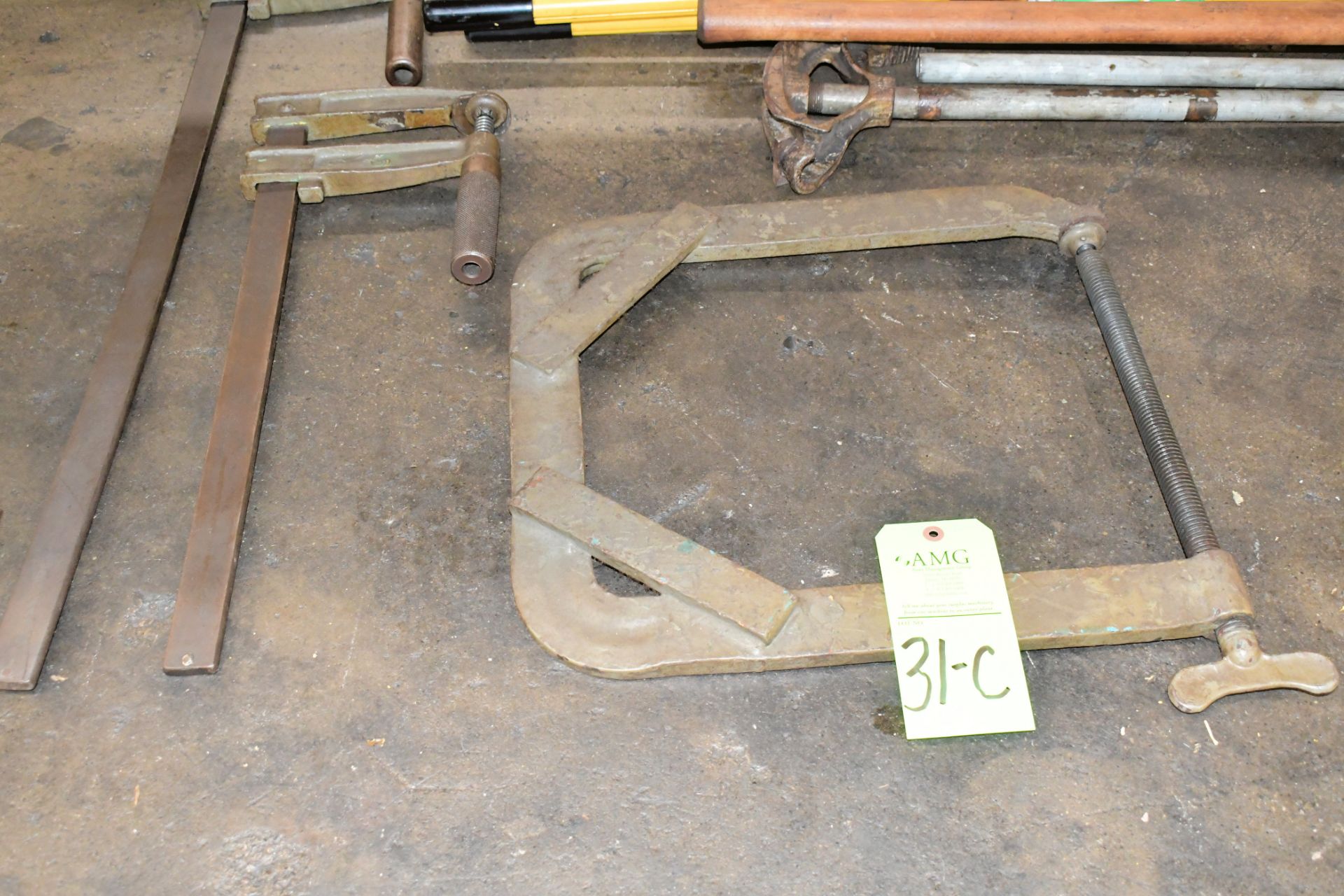 Lot-(3) Various Clamps on Floor Under (1) Bench