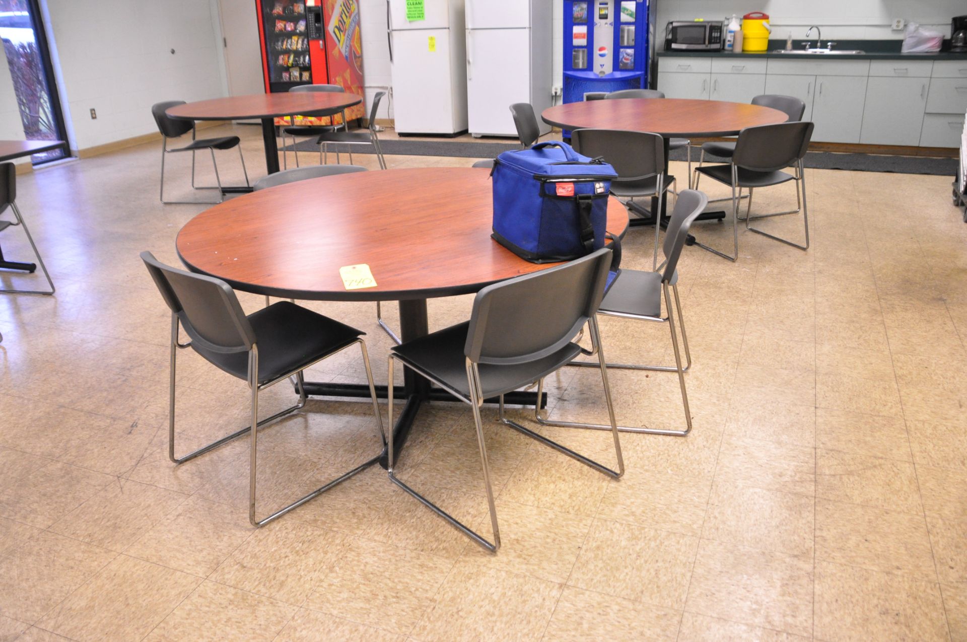 Lot-(7) Tables with Chairs and Lockers (Breakroom)