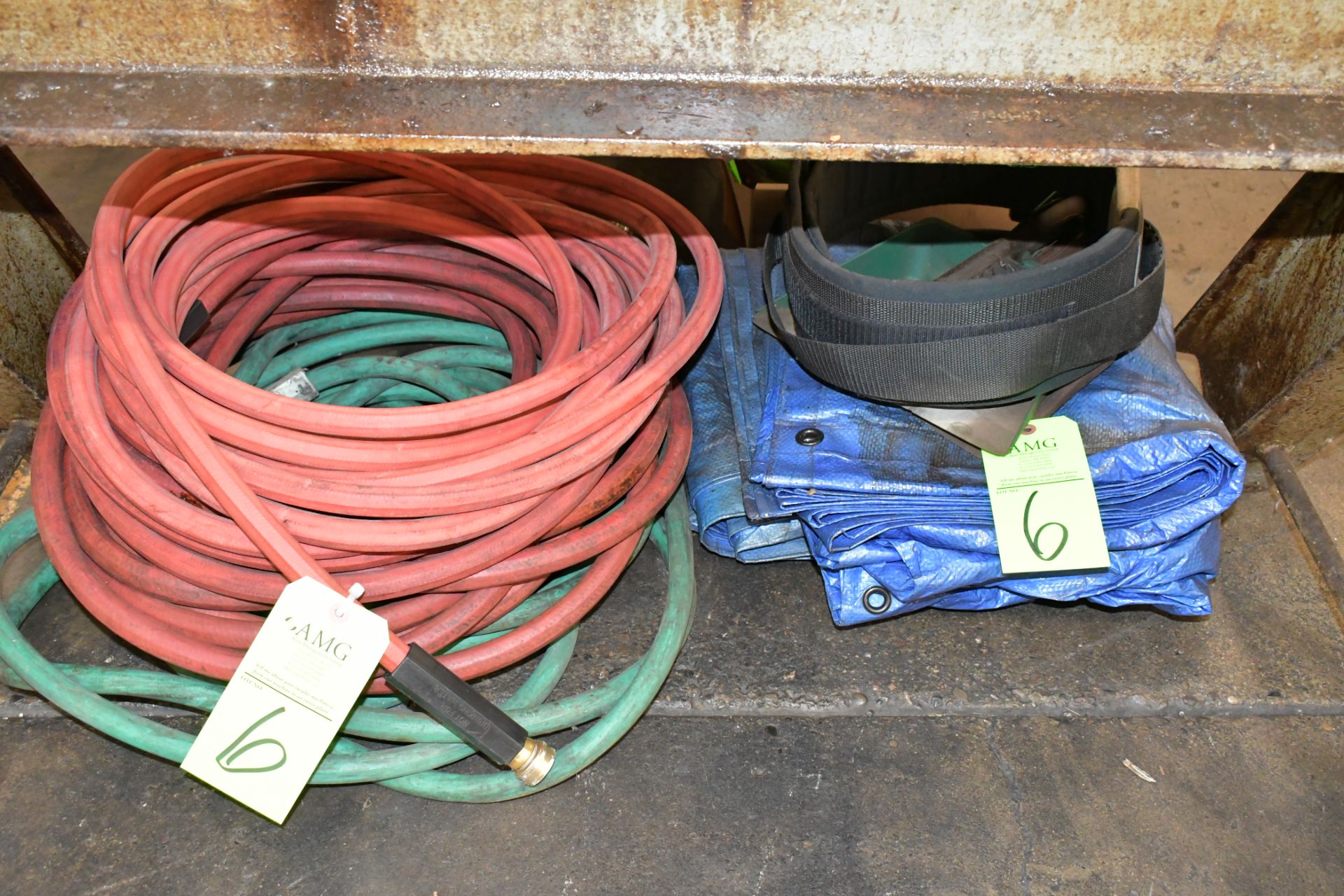Lot-Tarps, Hoses, and Strap on Floor Under (1) Bench - Image 2 of 2