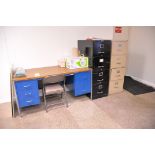 Lot-(3) Desks and (6) 4-Drawer File Cabinets