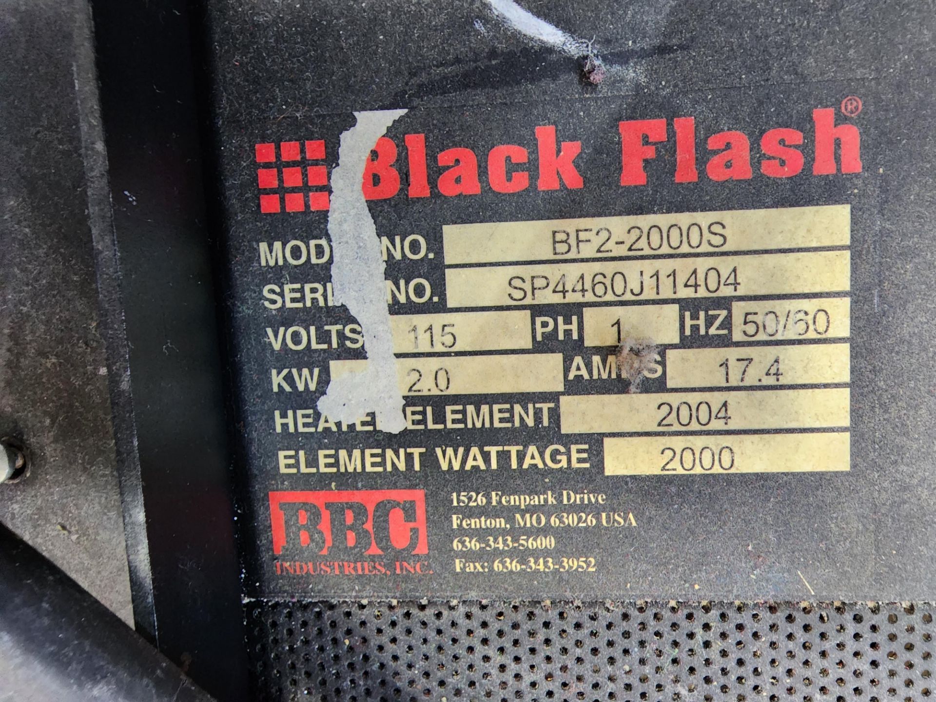 BBC Black Flash Model BF2-2000S Heater, S/N SP4460J11404 - Image 3 of 3