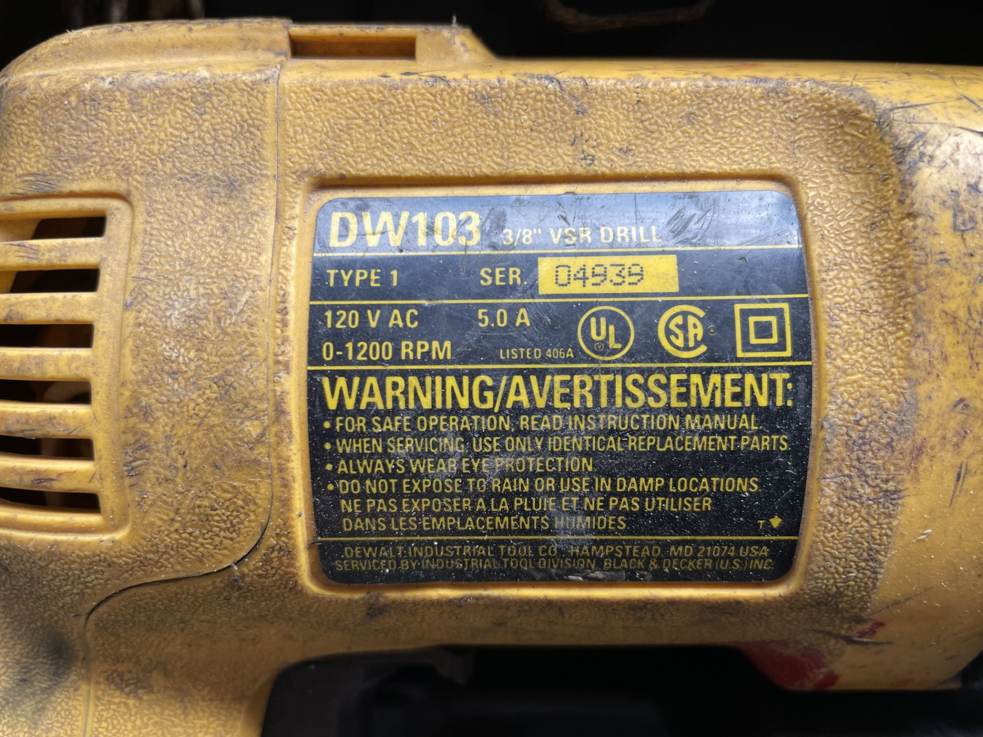 Dewalt Model DW103 3/8" VSR Drill w/Case - Image 2 of 2