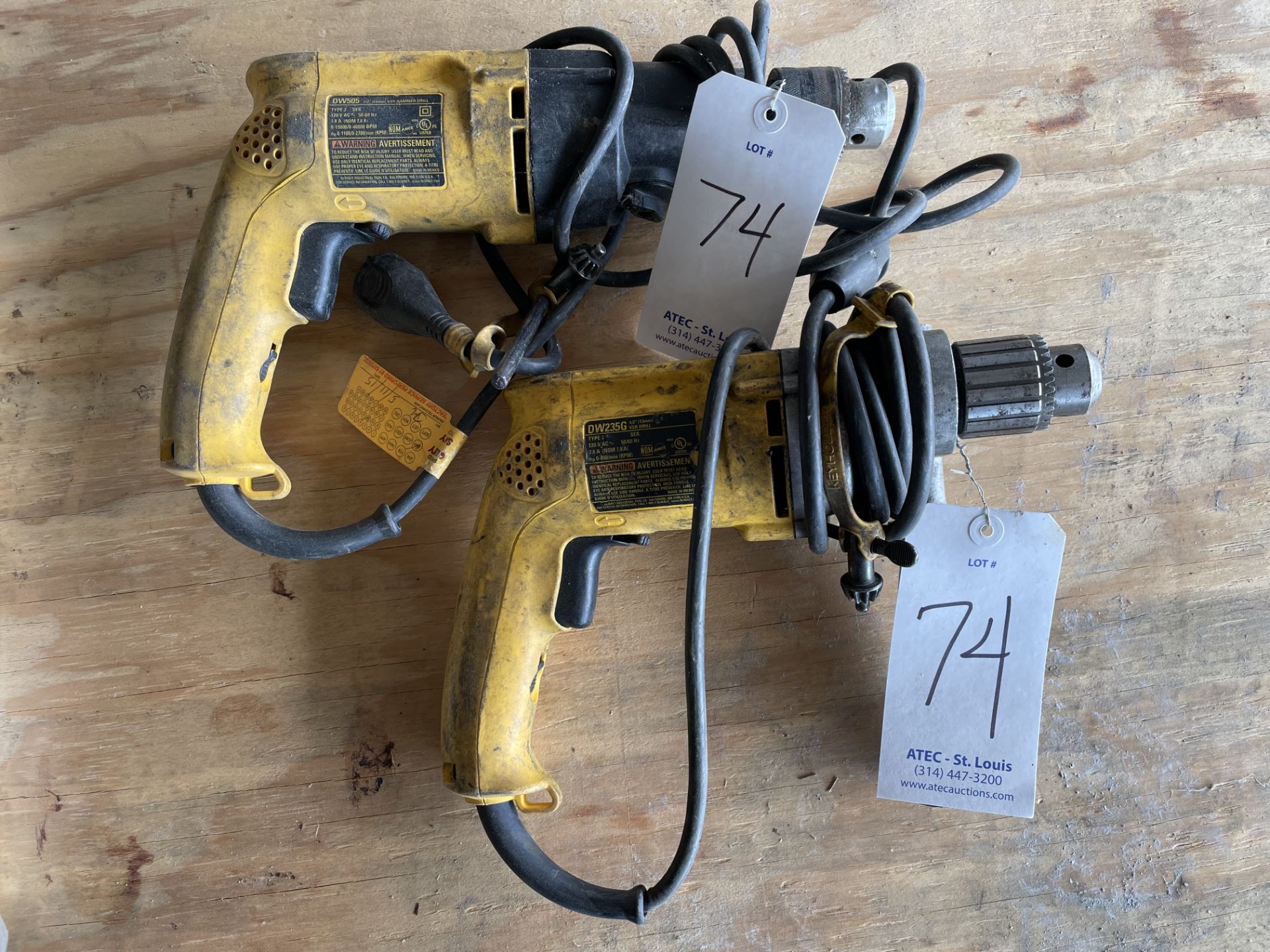 Lot of (2) Dewalt Drills Including Models: DW505 1/2" VSR Hammer Drill, & DW235G 1/2" VSR Drill