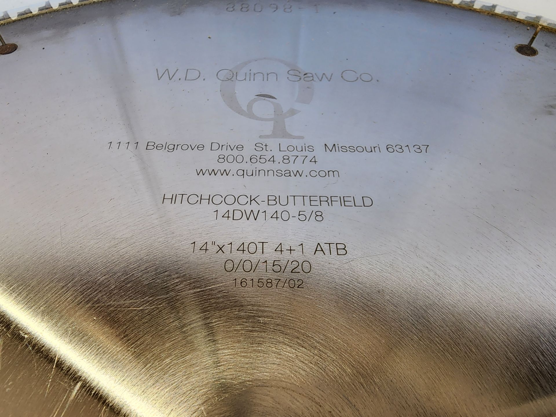 W.D. Quinn Saw Co. Blade, Size: 14DW140-58 / 14" x 140T 4+1 ATB - Image 3 of 3