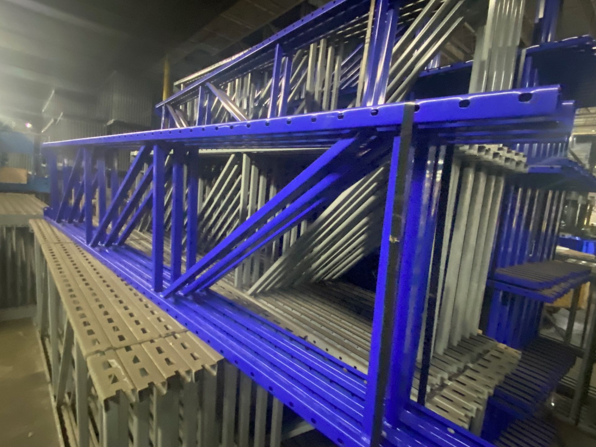 9 BAYS OF 12'H X 24"D X 96"L KEYSTONE STYLE PALLET RACKS