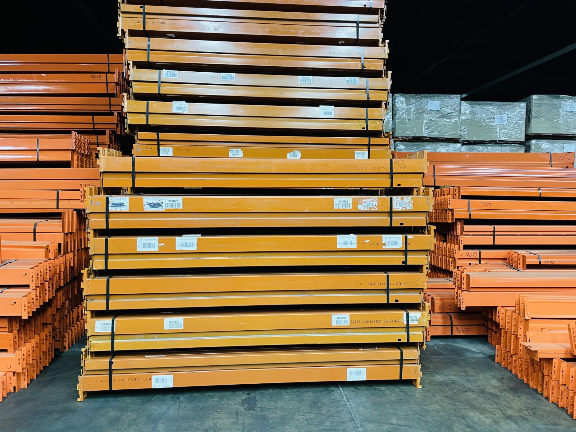 9 BAYS OF 18'H X 42"D X 93"L RIDGE U RACK STYLE PALLET RACKS