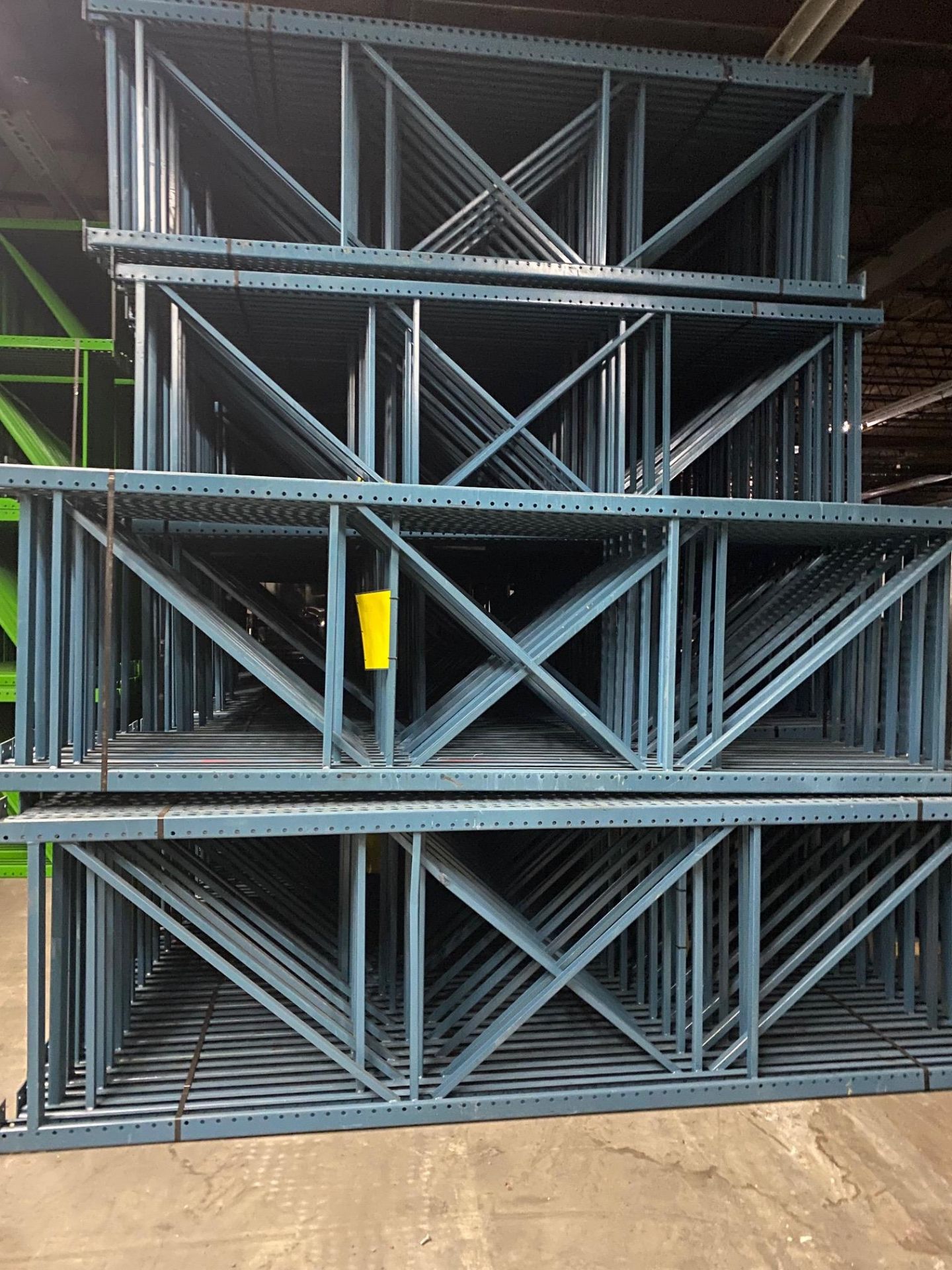 9 BAYS OF 12'H X 42"D X 102"L TEARDROP STYLE PALLET RACKS