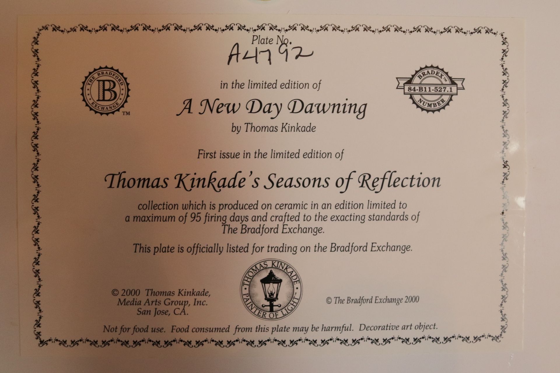 Thomas Kinkade plate and three plaques - Image 4 of 4