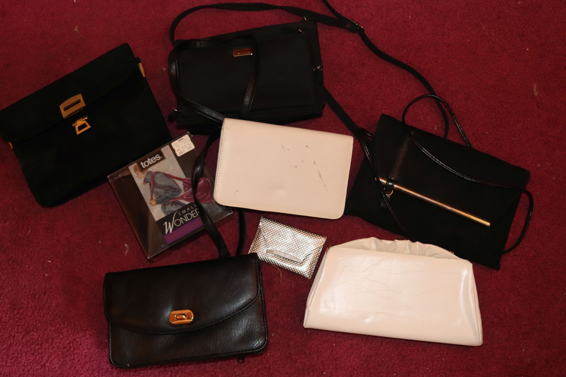 Ladies' purses and two framed prints and cased Benny the Bull