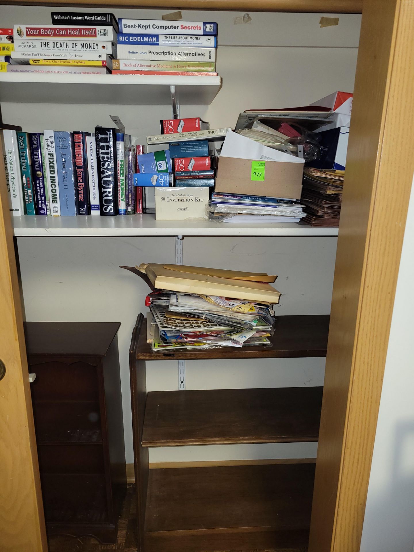 Books, Office supplies, shelves