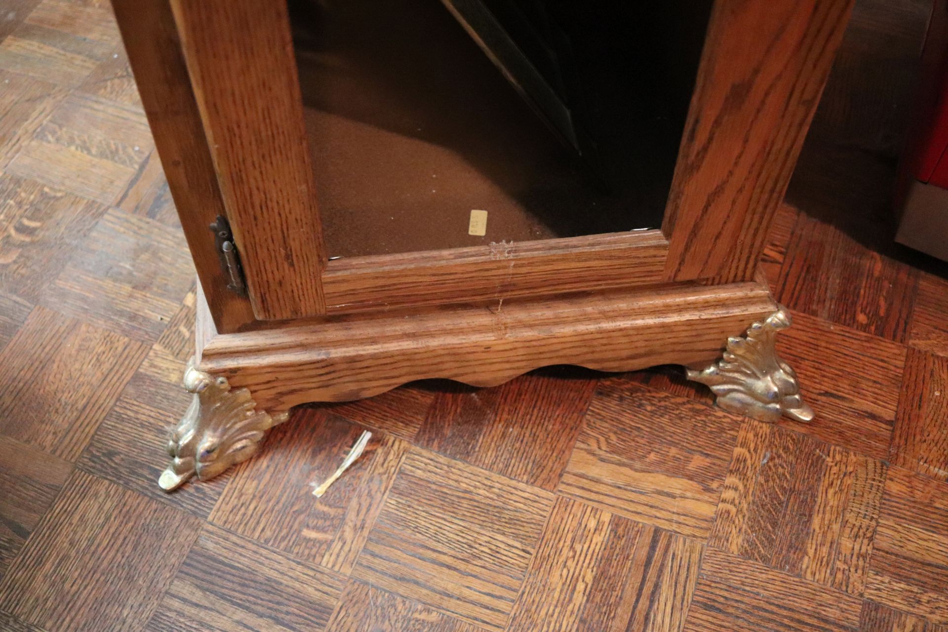 Stained glass one-door cabinet with brass feet, with key, 17" x 17" x 33" - Image 3 of 4