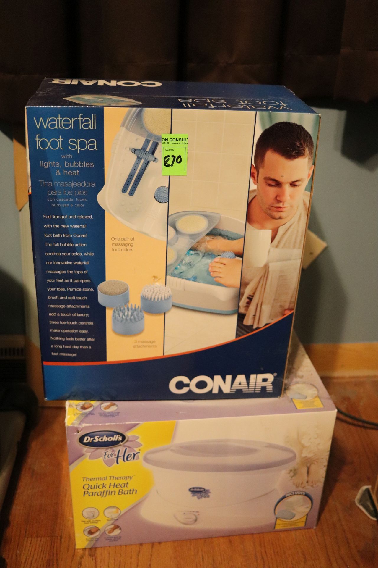 Two footbaths, one by Conair and one Dr. Scholl's