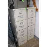 Two Hon four-drawer filing cabinets, 15" x 27" x 52"