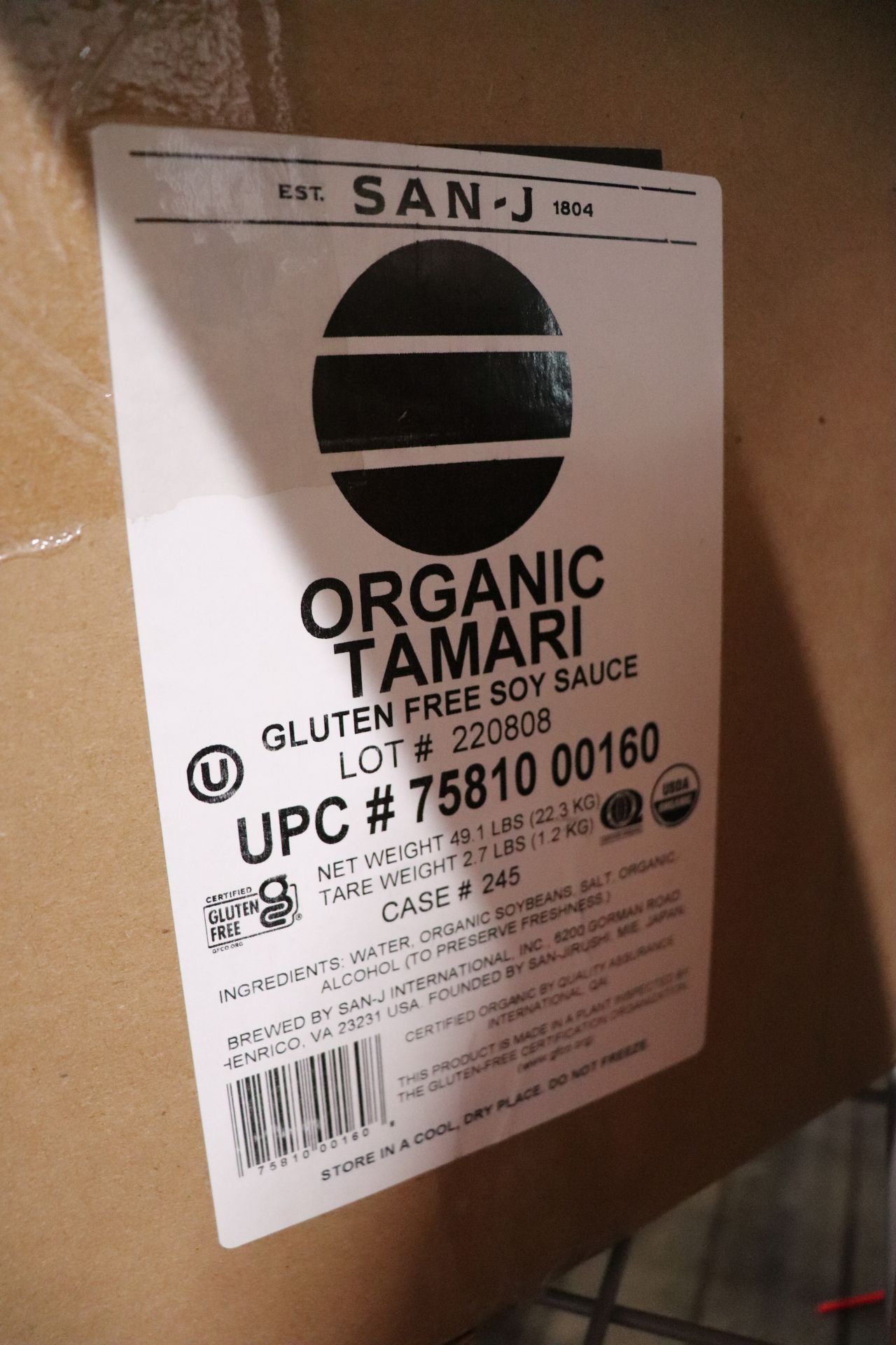 Five gallons of gluten free soy sauce by Organic Tamari - Image 2 of 2