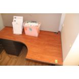Corner desk with three drawers, 61" x 24"