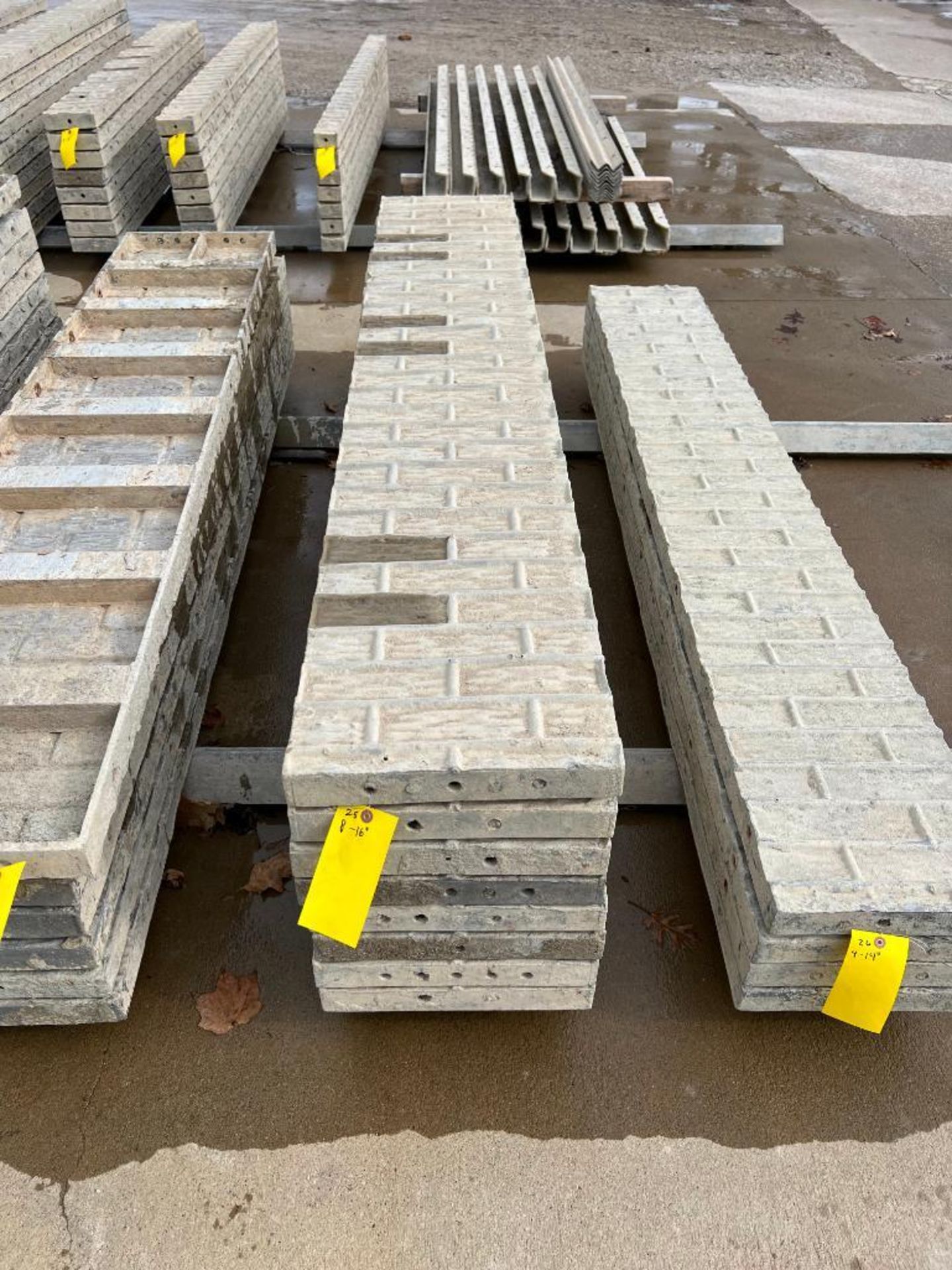 (8) 16" x 8' Tuf N Lite Textured Brick Aluminum Concrete Forms, 6-12 Hole Pattern. Located in Mt. Pl