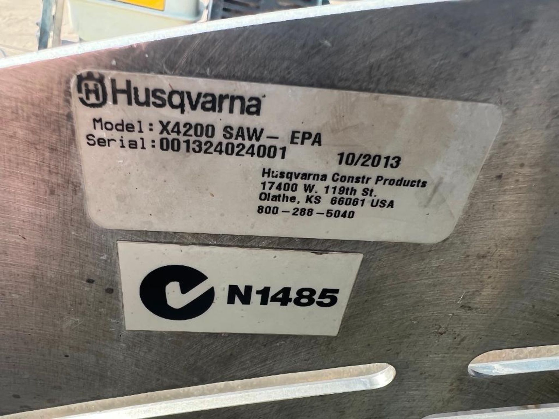 2013 Husqvarna X4200 Soff-Cut Concrete Saw, Hours 593, Serial #001324024001, 23 hp Engine, Cutting D - Image 5 of 9