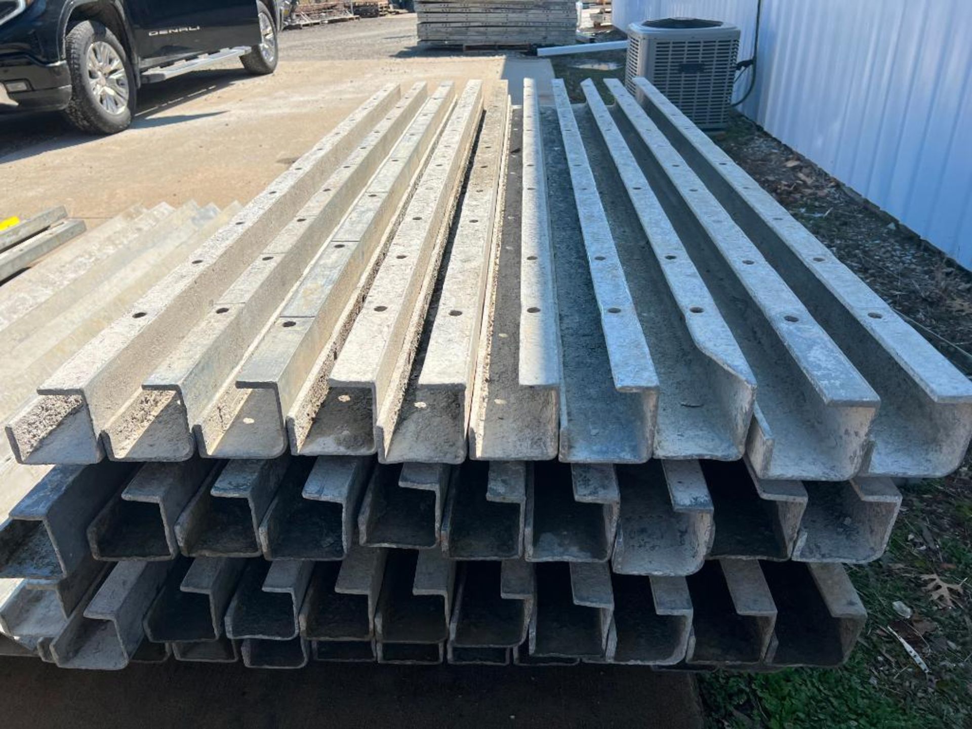 (10) 4" x 4" x 8' ISC Full Smooth Wall Ties Aluminum Concrete Forms, 8" Hole Pattern. Located in Mt.