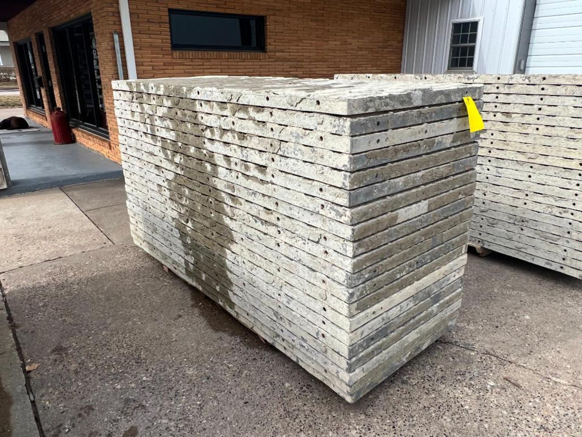 (20) 36" x 8' Tuf N Lite Textured Brick Aluminum Concrete Forms, 6-12 Hole Pattern. Located in Mt. P