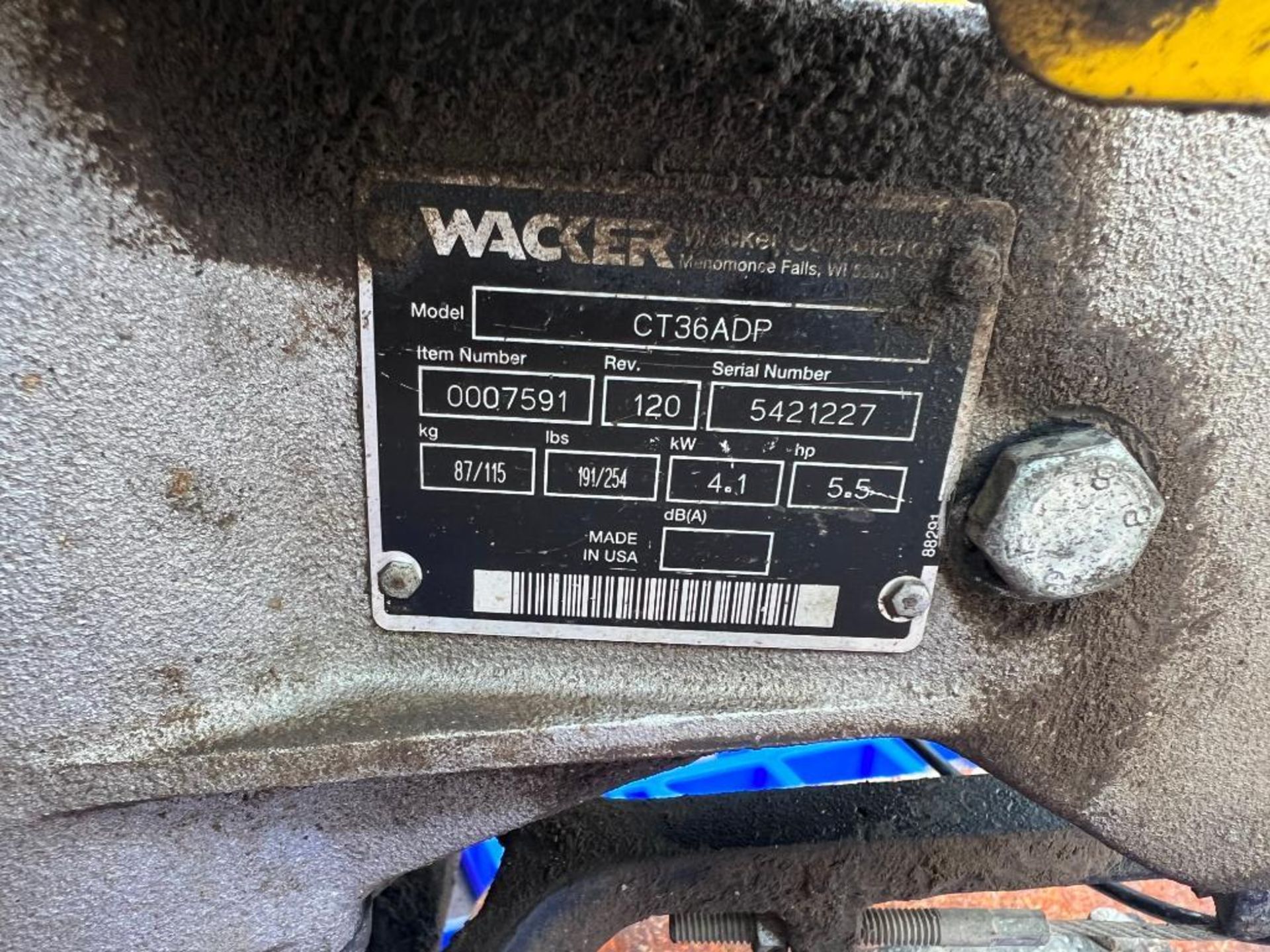 36" Wacker CT36ADP Walk Behind Power Trowel, Serial #5421227, Honda GX 160 Engine. Located in Mt. Pl - Image 4 of 5