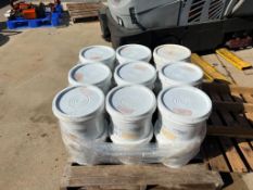 (18) Buckets of Butterfield Color, Butterfield Brick Red. Located in Mt. Pleasant, IA