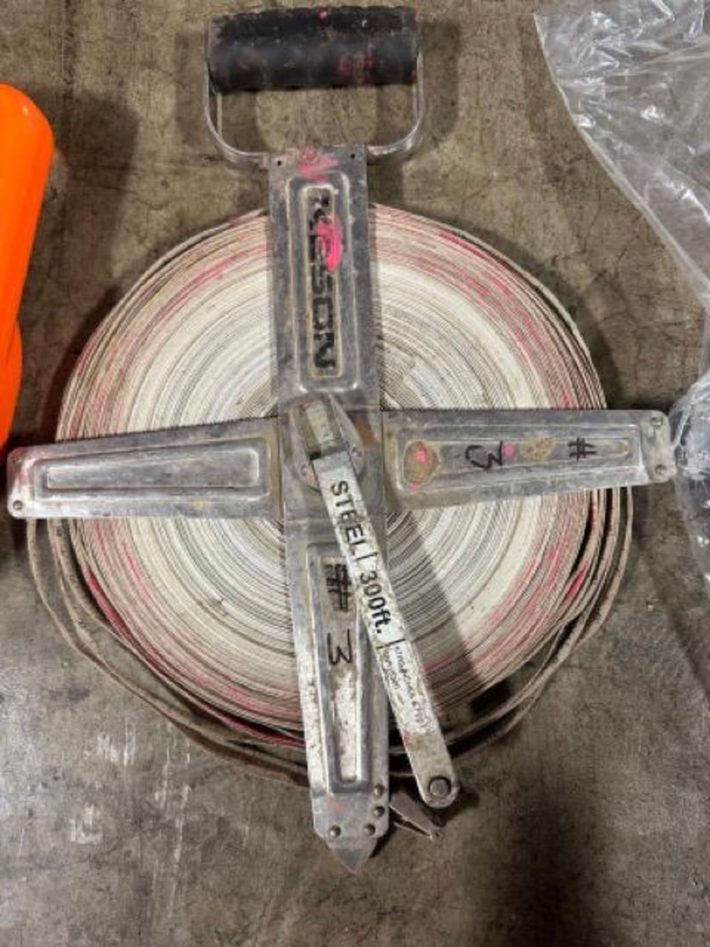 (1) NEW Keson 200' steel measuring tape, (1) Keson 300' steel measuring tape, (1) NEW Keson Giant 13 - Image 3 of 4