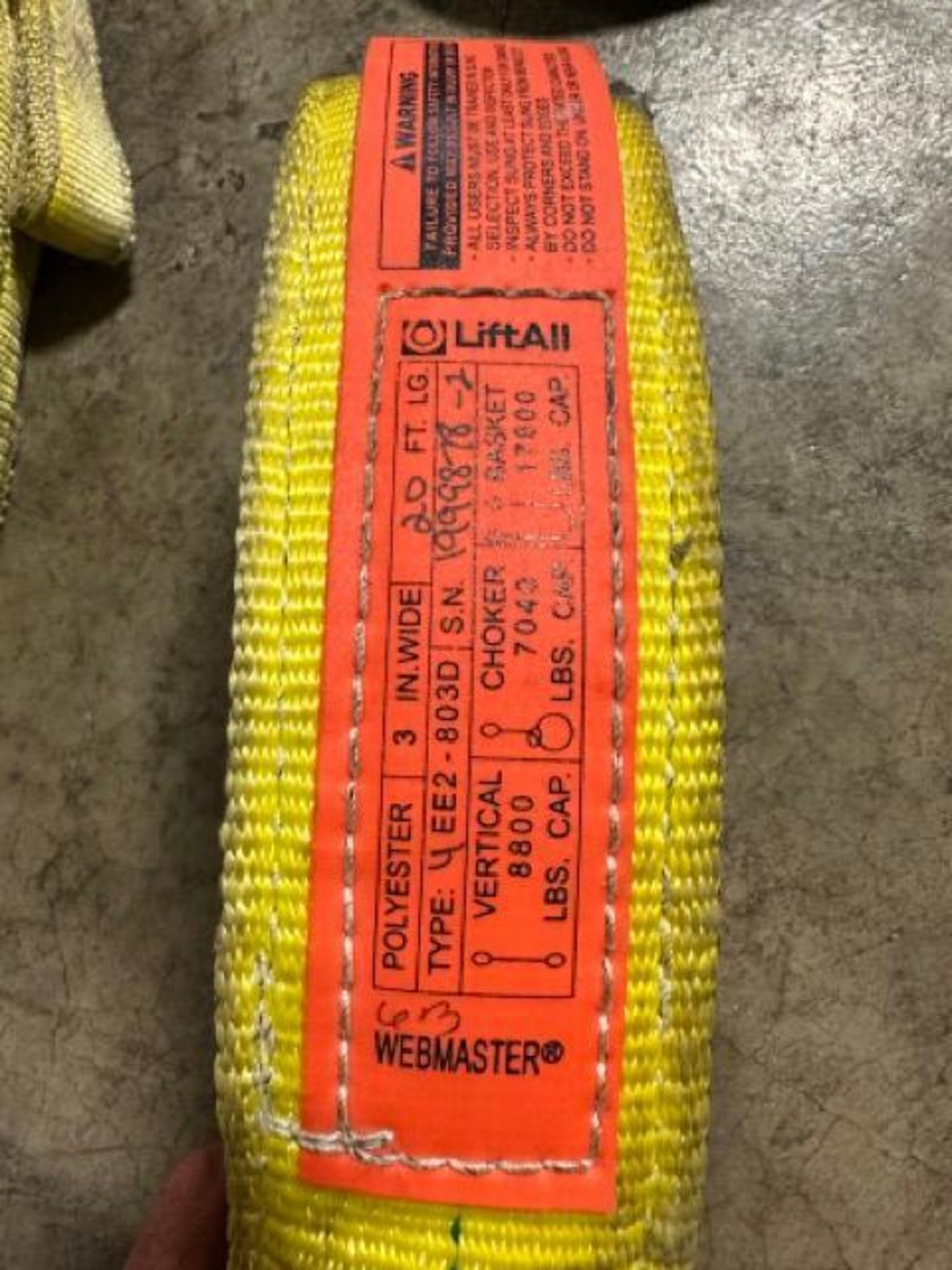 (1) LiftAll polyester sling, 20' length, 3" wide, (1) LiftAll nylon sling, 20' length, 4" wide, (1) - Image 2 of 5