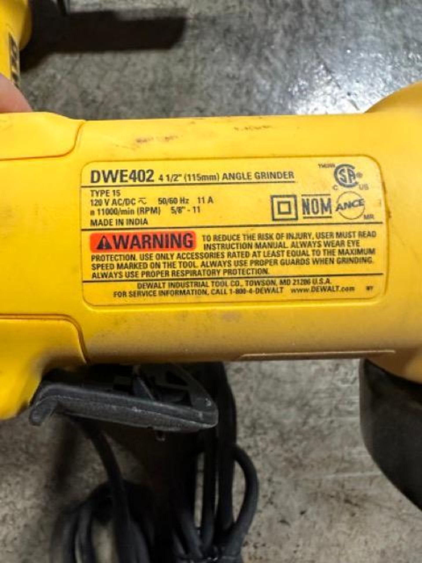 (2) DeWalt DWE402 4-1/2" angle grinder - Image 3 of 3